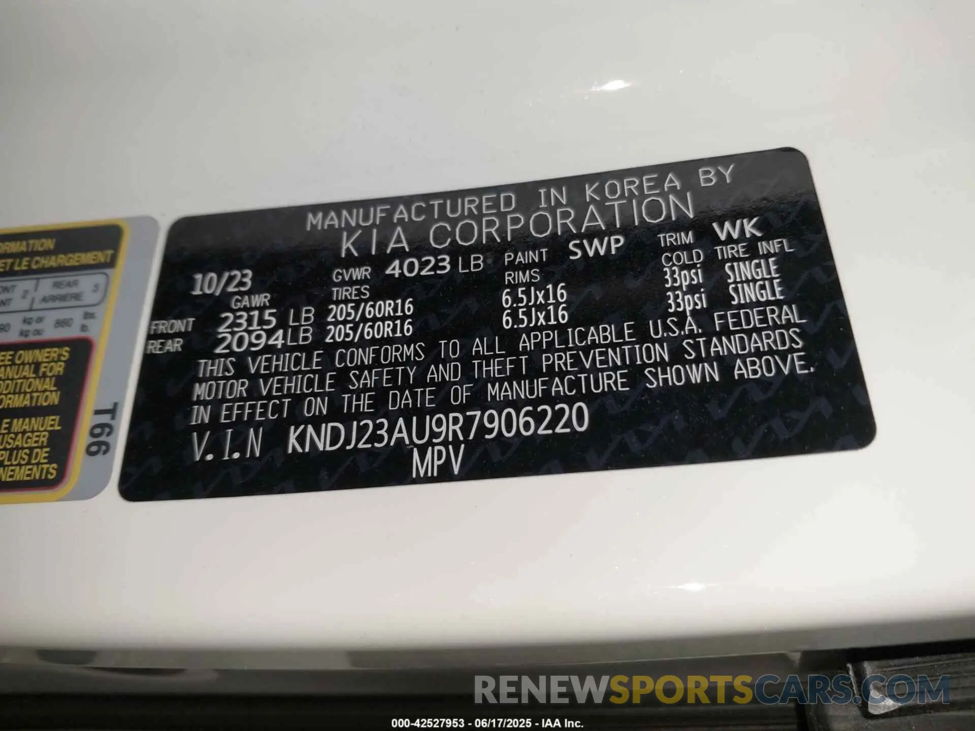 9 fotografías del automóvil dañado KNDJ23AU9R7906220 KIA SOUL 2024