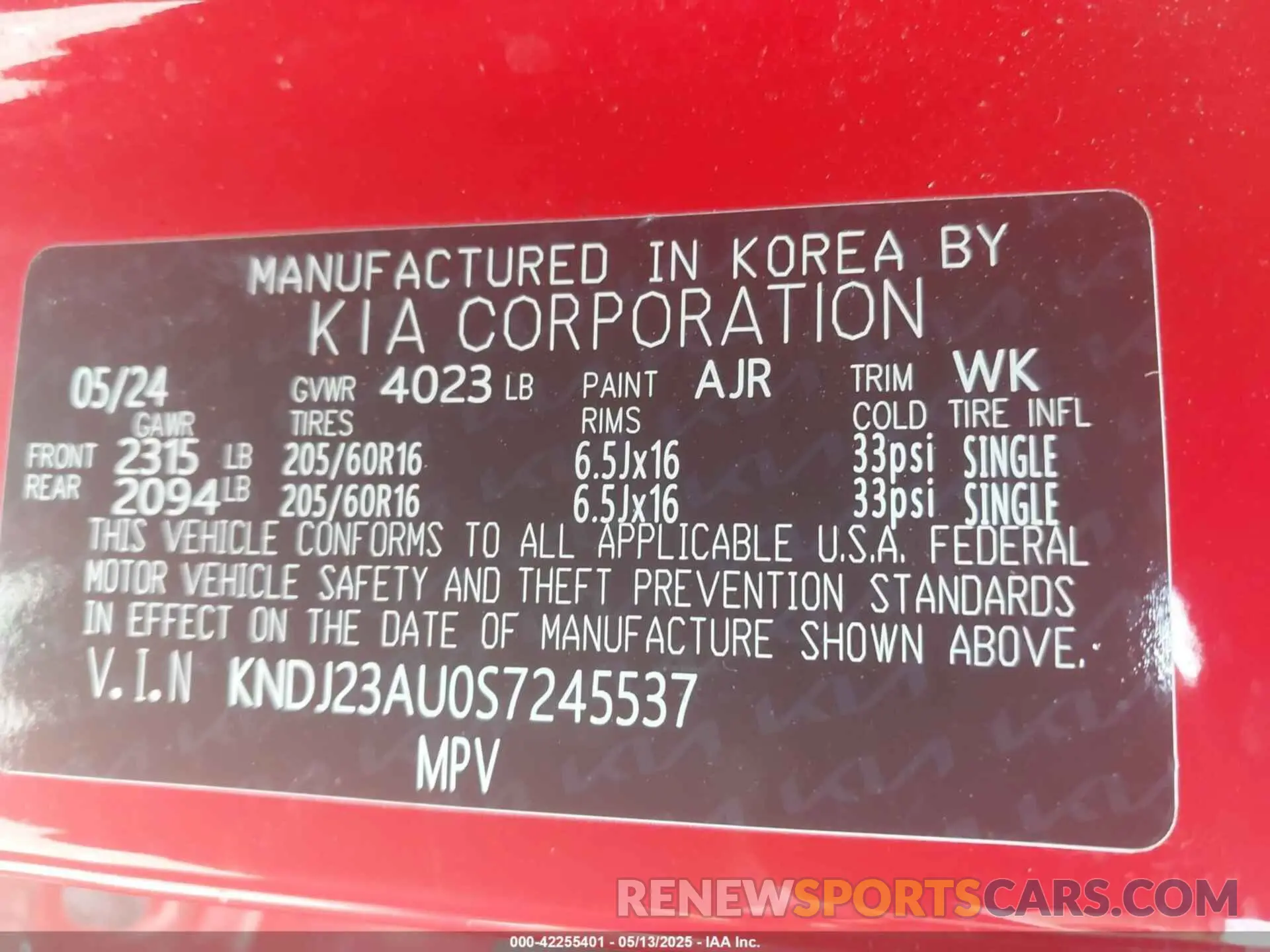 9 fotografías del automóvil dañado KNDJ23AU0S7245537 KIA SOUL 2025