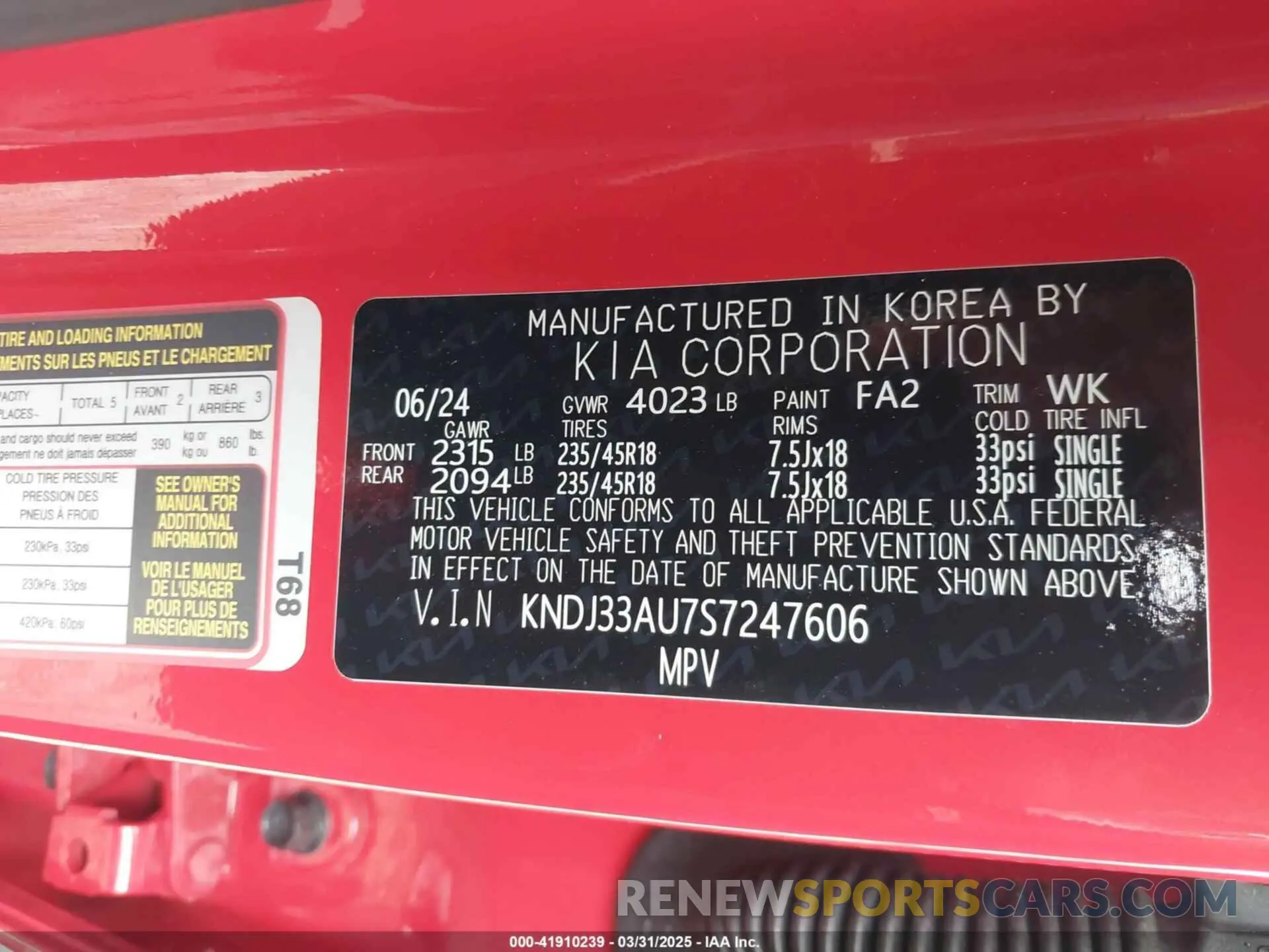 9 fotografías del automóvil dañado KNDJ33AU7S7247606 KIA SOUL 2025