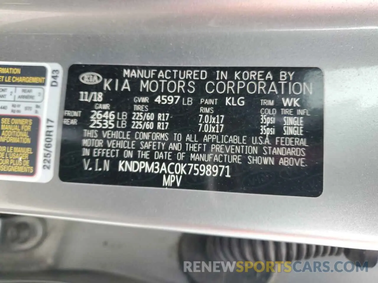 13 fotografías del automóvil dañado KNDPM3AC0K7598971 KIA SPORTAGE 2019