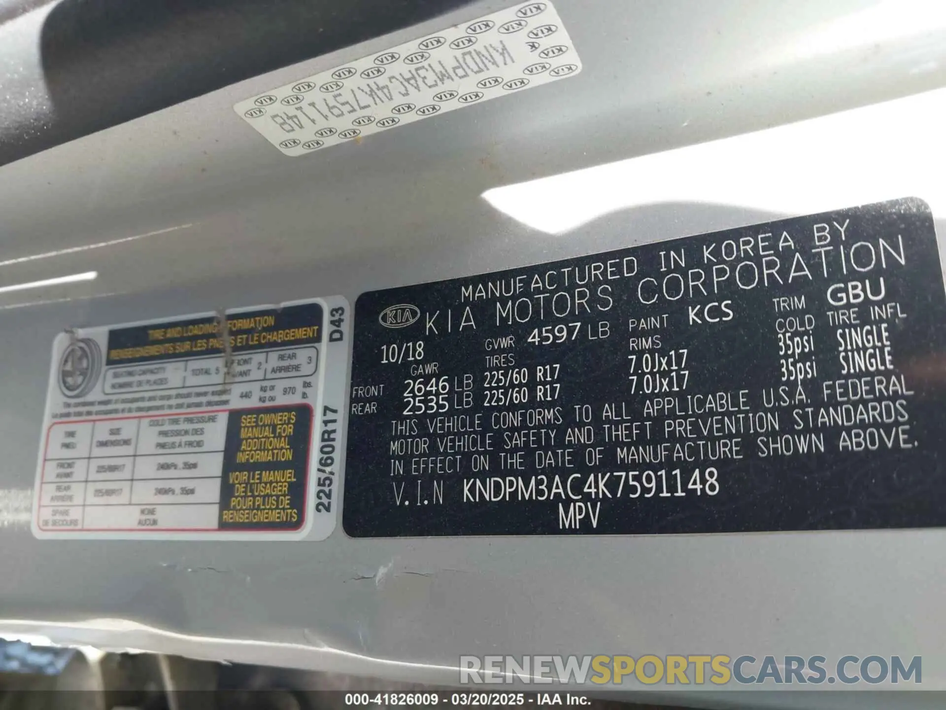 9 fotografías del automóvil dañado KNDPM3AC4K7591148 KIA SPORTAGE 2019