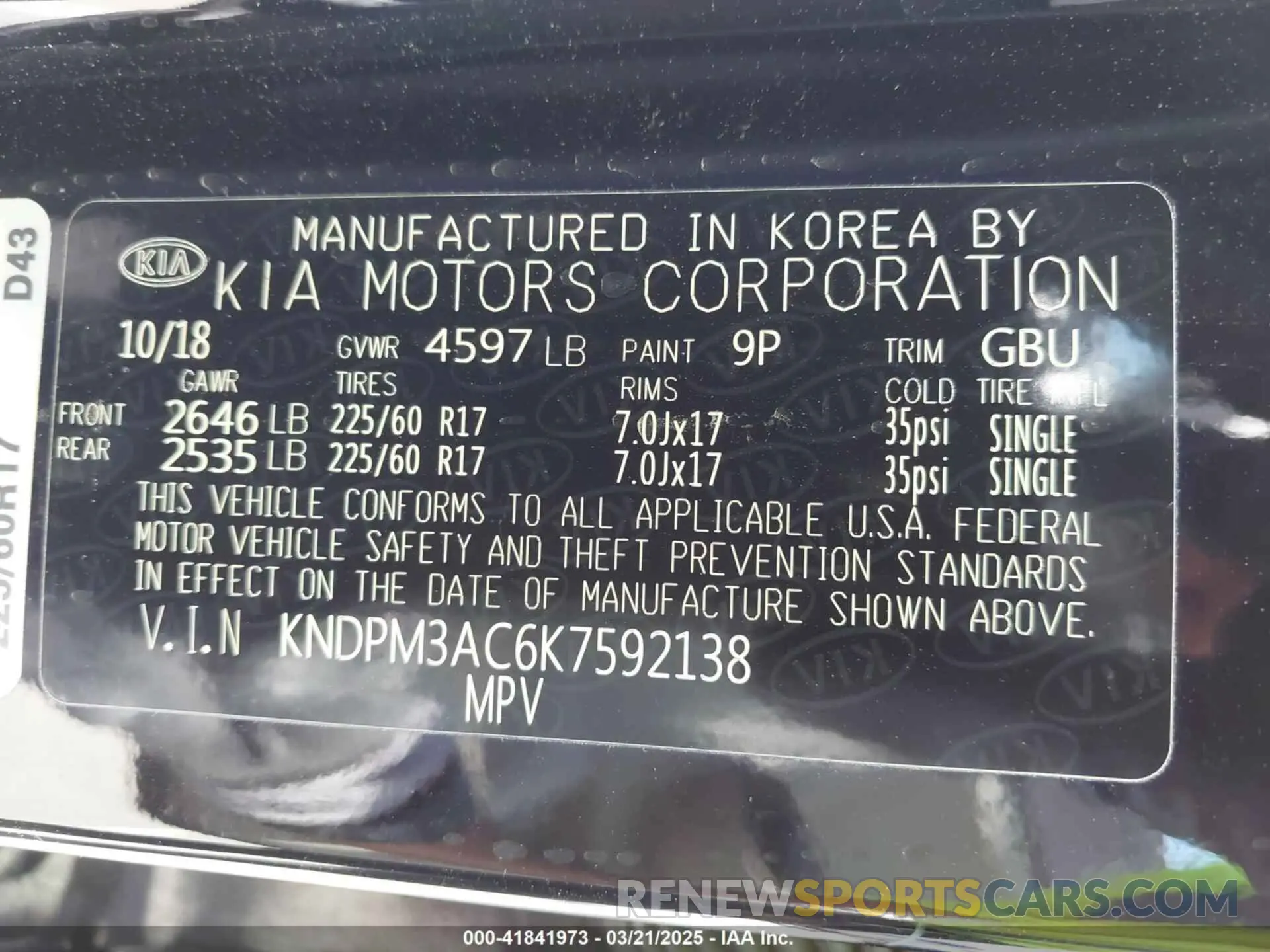 9 fotografías del automóvil dañado KNDPM3AC6K7592138 KIA SPORTAGE 2019