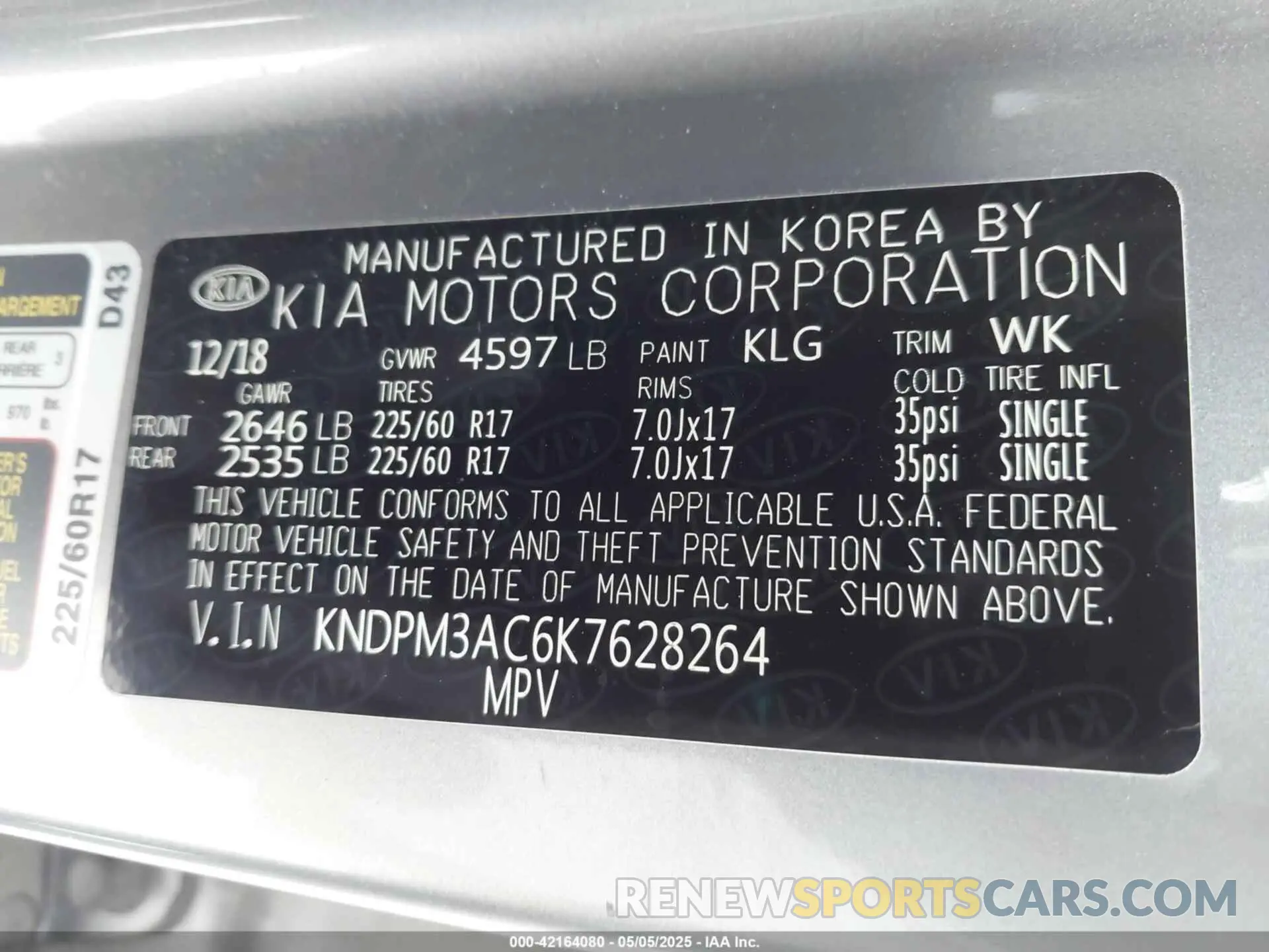 9 fotografías del automóvil dañado KNDPM3AC6K7628264 KIA SPORTAGE 2019