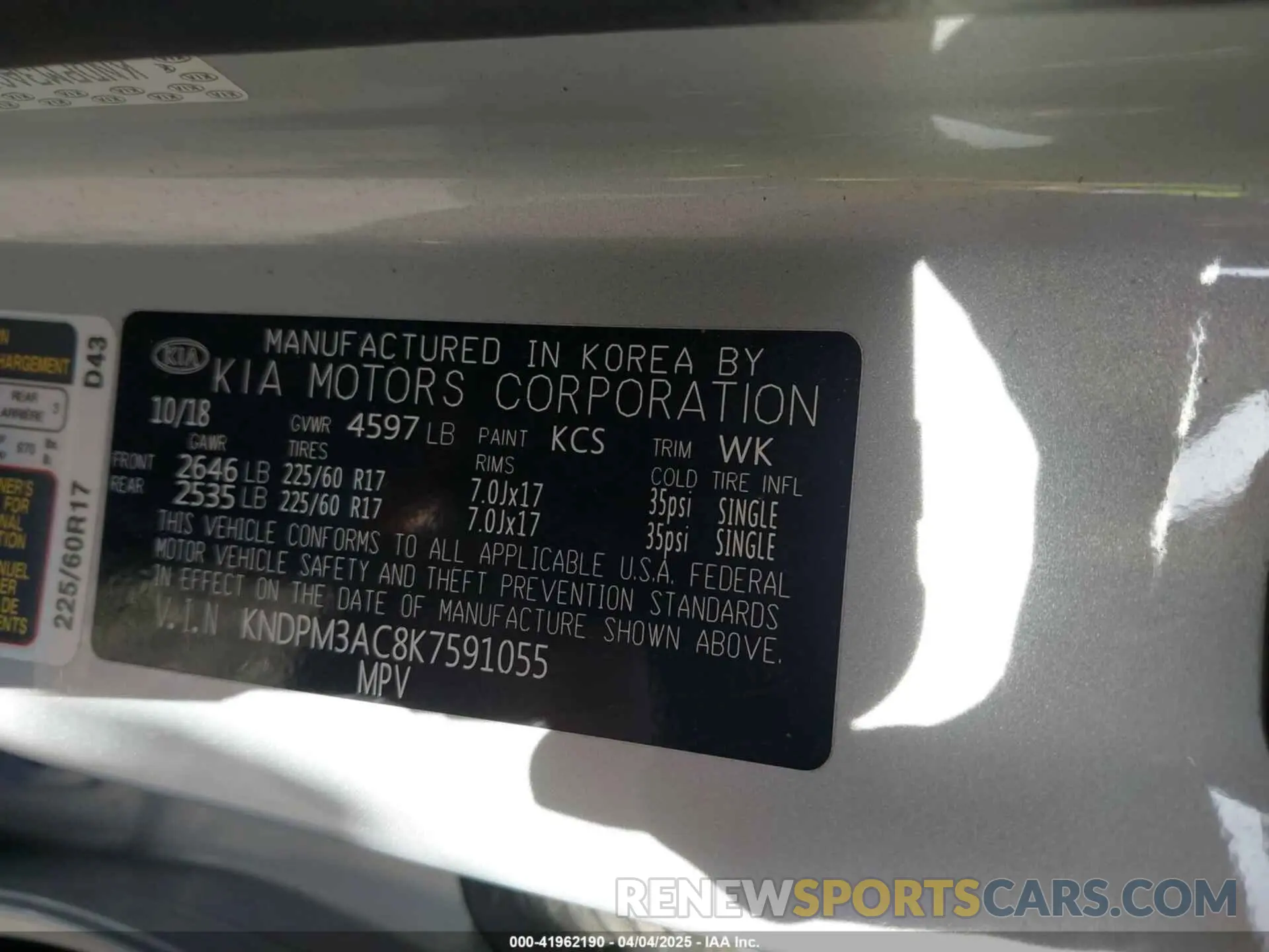 9 fotografías del automóvil dañado KNDPM3AC8K7591055 KIA SPORTAGE 2019