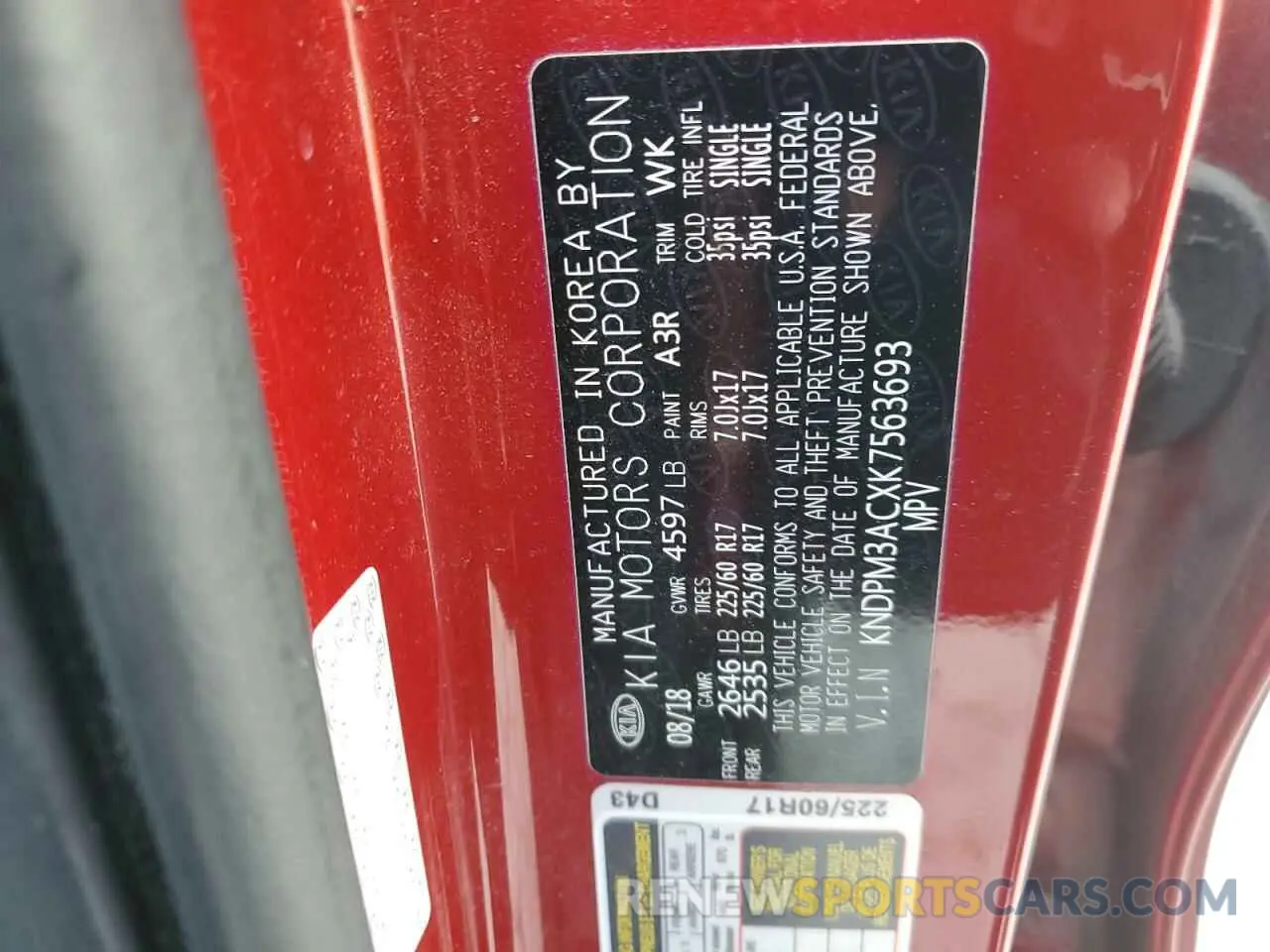 13 fotografías del automóvil dañado KNDPM3ACXK7563693 KIA SPORTAGE 2019