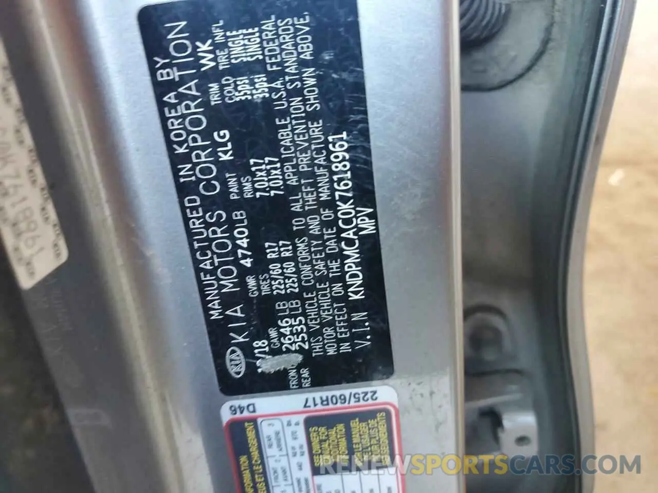 12 fotografías del automóvil dañado KNDPMCAC0K7618961 KIA SPORTAGE 2019