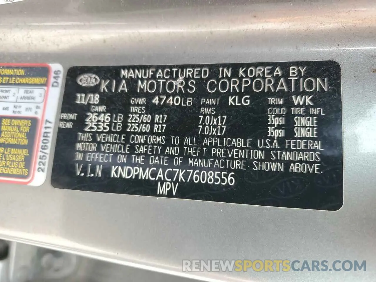 14 fotografías del automóvil dañado KNDPMCAC7K7608556 KIA SPORTAGE 2019