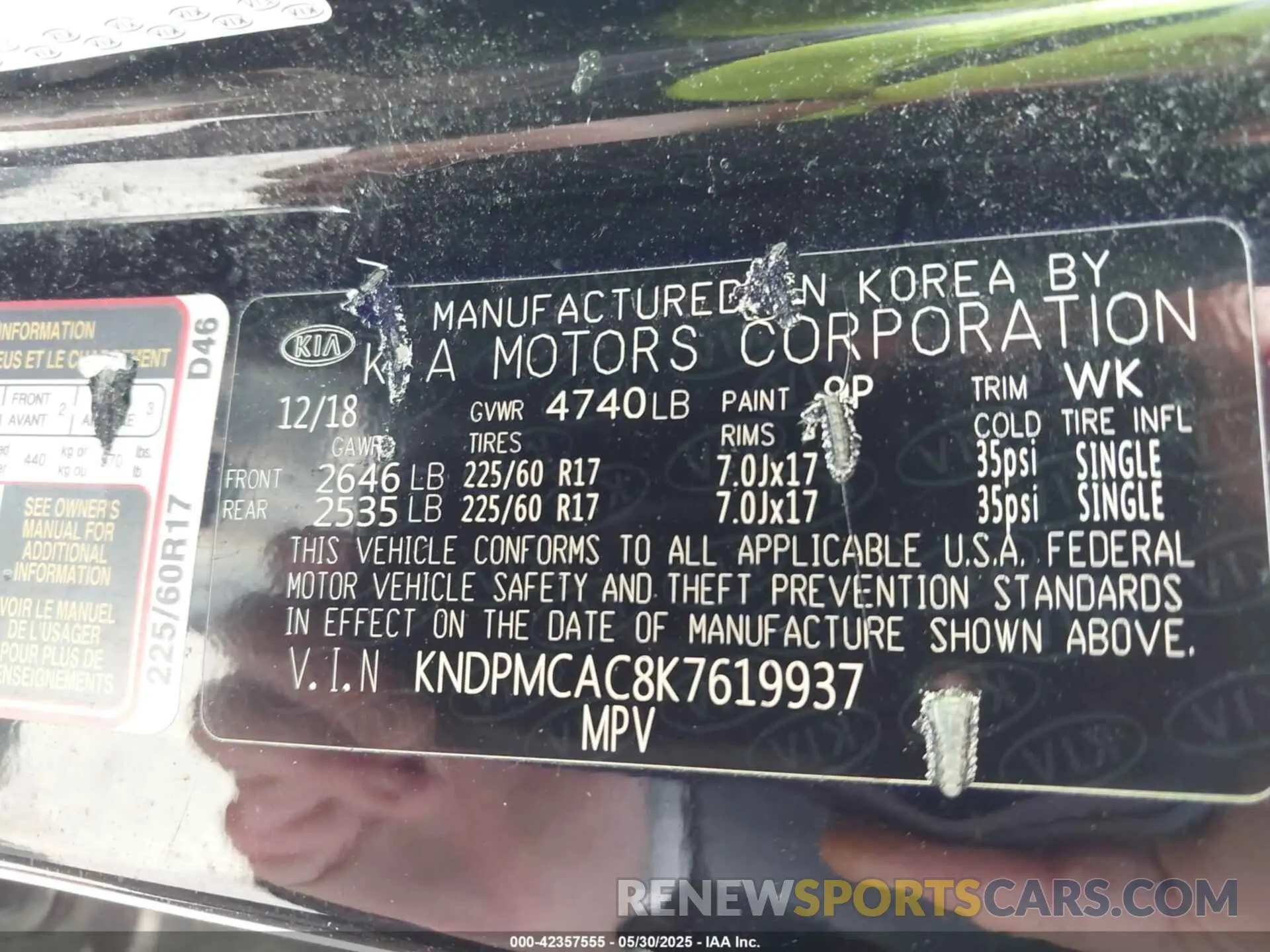 9 fotografías del automóvil dañado KNDPMCAC8K7619937 KIA SPORTAGE 2019