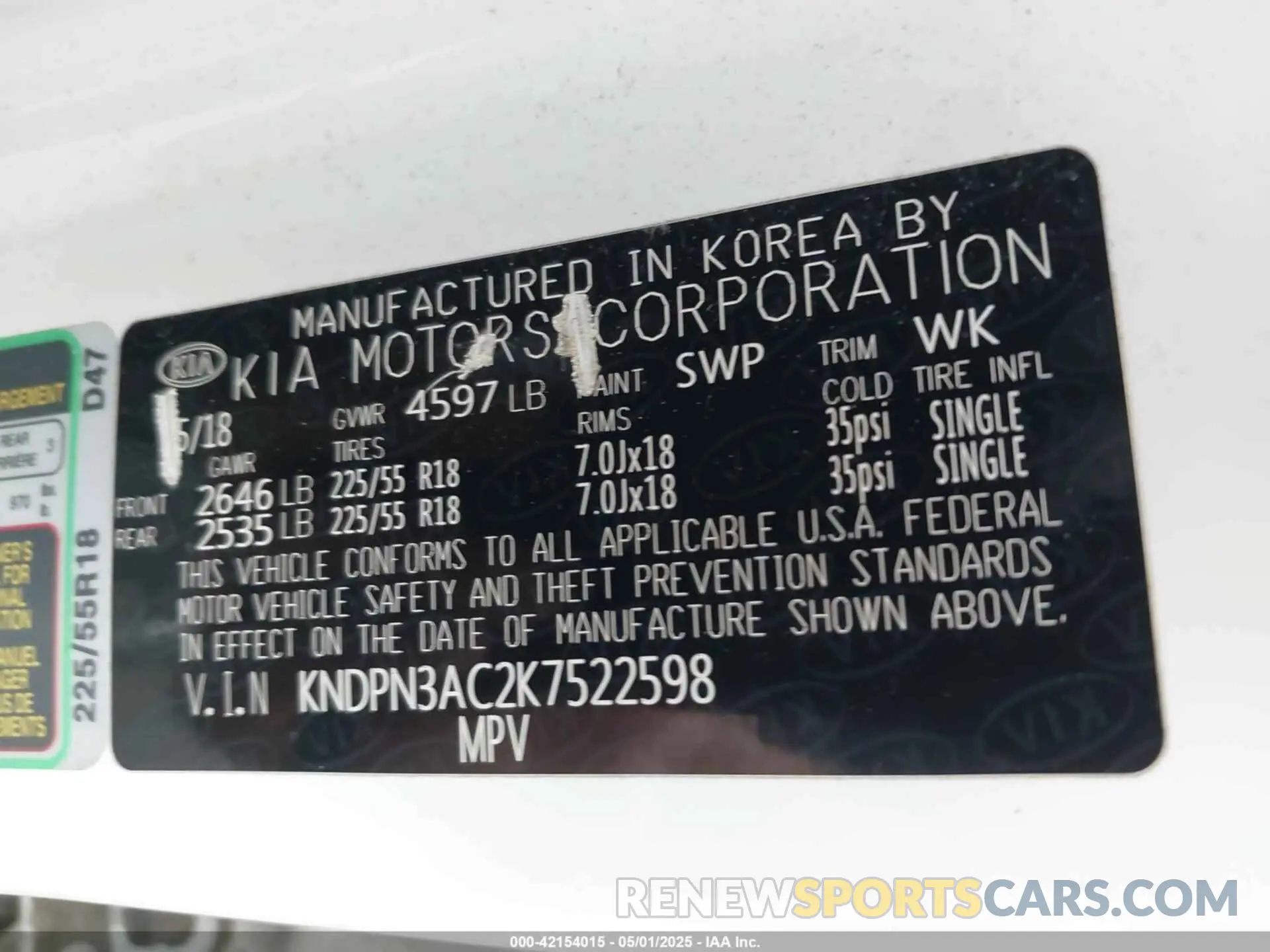9 fotografías del automóvil dañado KNDPN3AC2K7522598 KIA SPORTAGE 2019