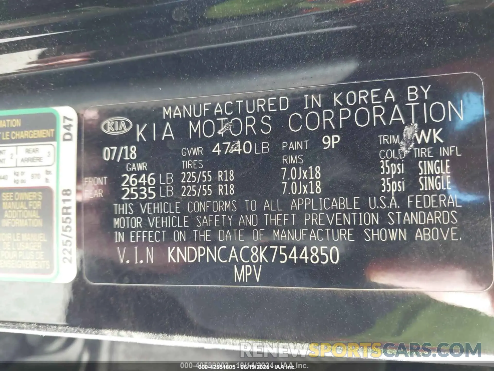 9 fotografías del automóvil dañado KNDPNCAC8K7544850 KIA SPORTAGE 2019