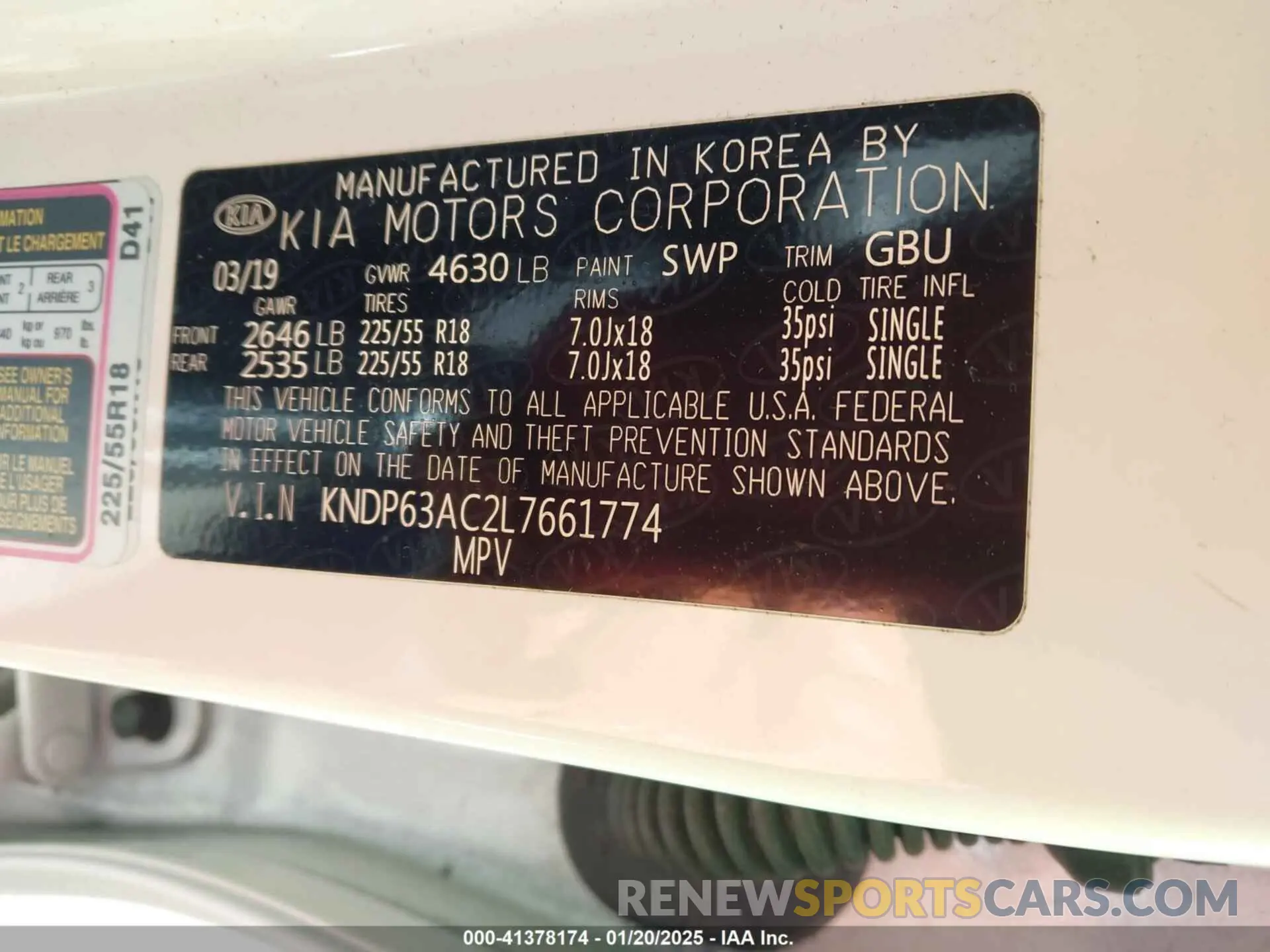 9 fotografías del automóvil dañado KNDP63AC2L7661774 KIA SPORTAGE 2020