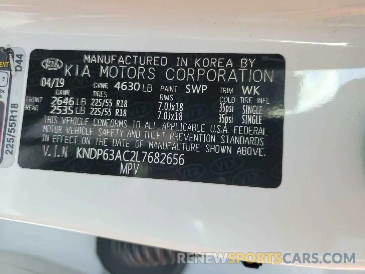 13 fotografías del automóvil dañado KNDP63AC2L7682656 KIA SPORTAGE 2020
