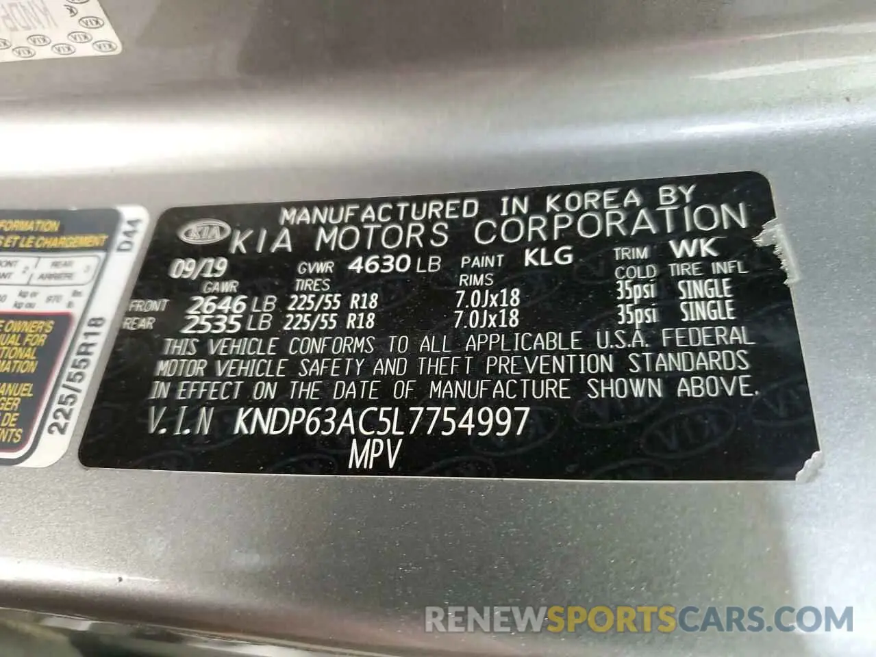 15 fotografías del automóvil dañado KNDP63AC5L7754997 KIA SPORTAGE 2020