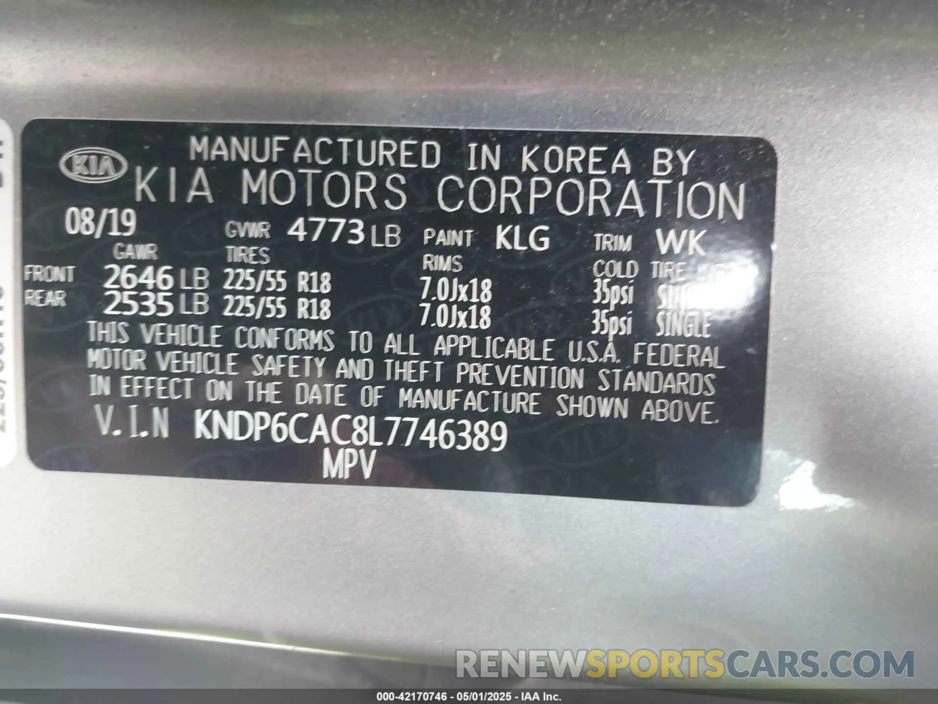 9 fotografías del automóvil dañado KNDP6CAC8L7746389 KIA SPORTAGE 2020
