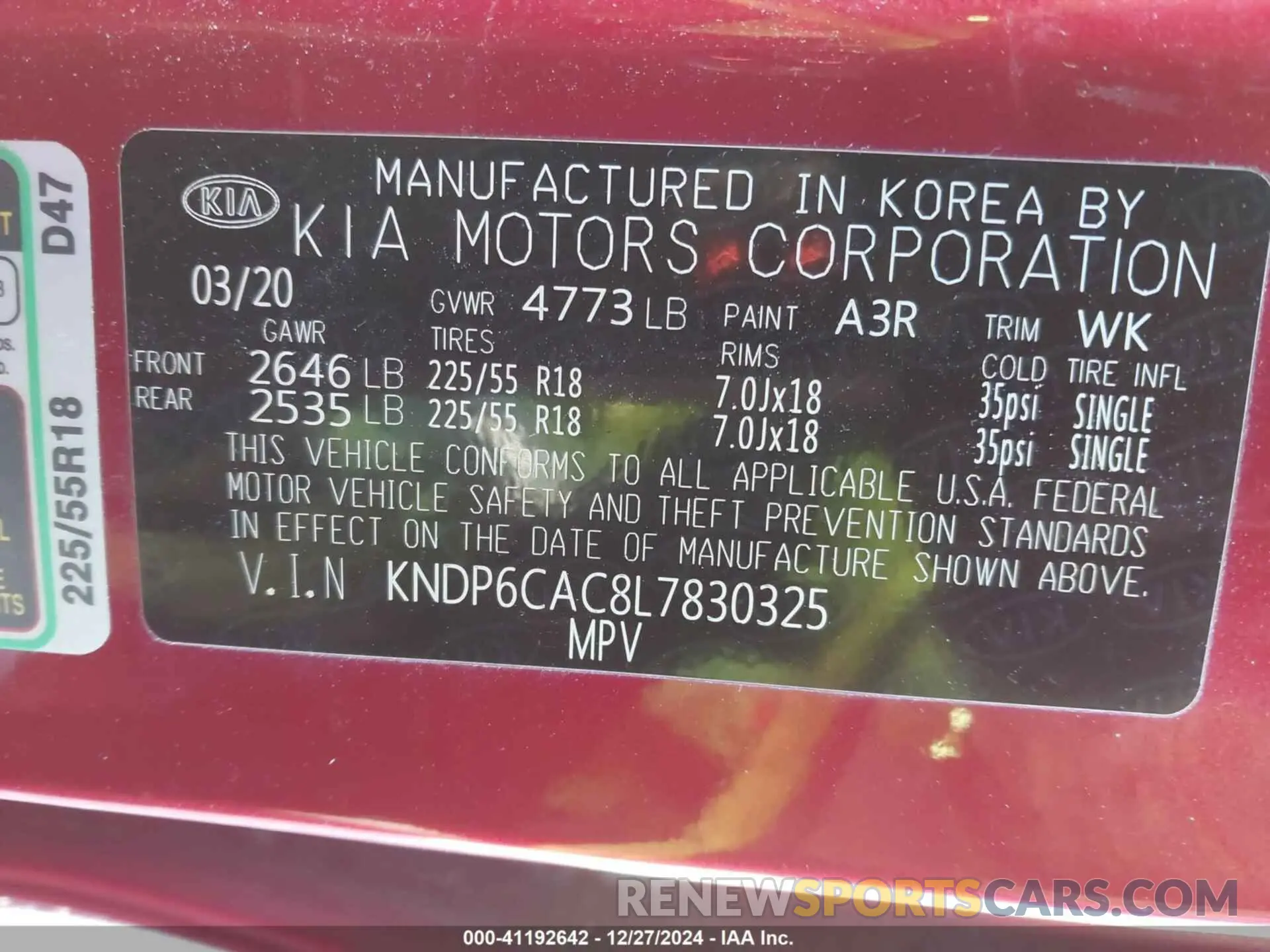 9 fotografías del automóvil dañado KNDP6CAC8L7830325 KIA SPORTAGE 2020