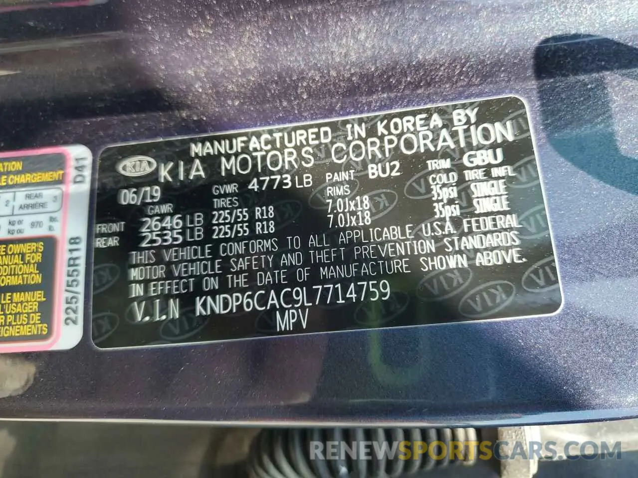 13 fotografías del automóvil dañado KNDP6CAC9L7714759 KIA SPORTAGE 2020