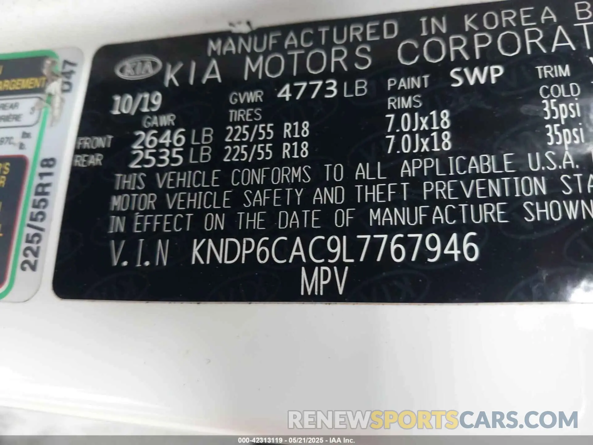9 fotografías del automóvil dañado KNDP6CAC9L7767946 KIA SPORTAGE 2020