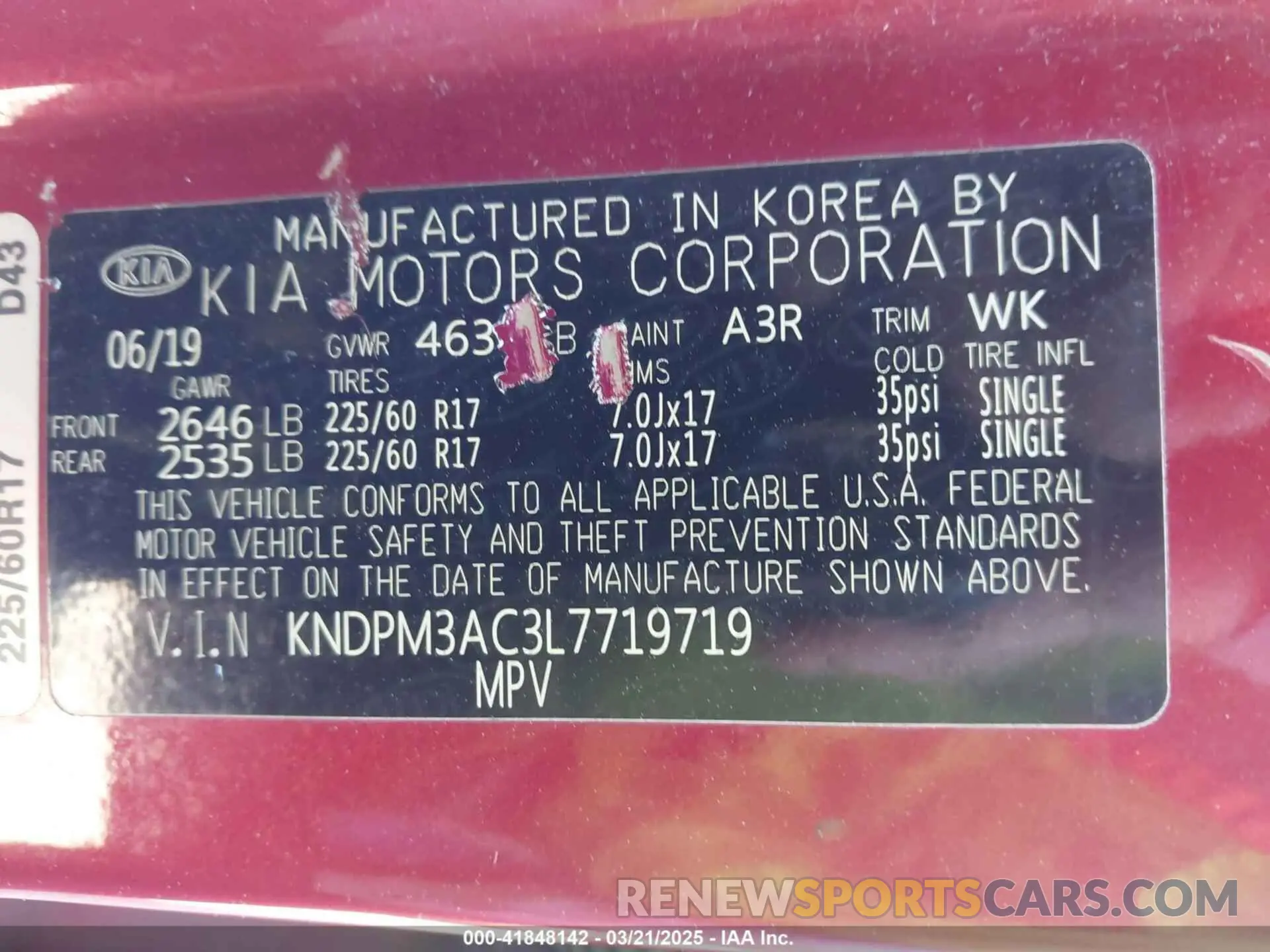 9 fotografías del automóvil dañado KNDPM3AC3L7719719 KIA SPORTAGE 2020