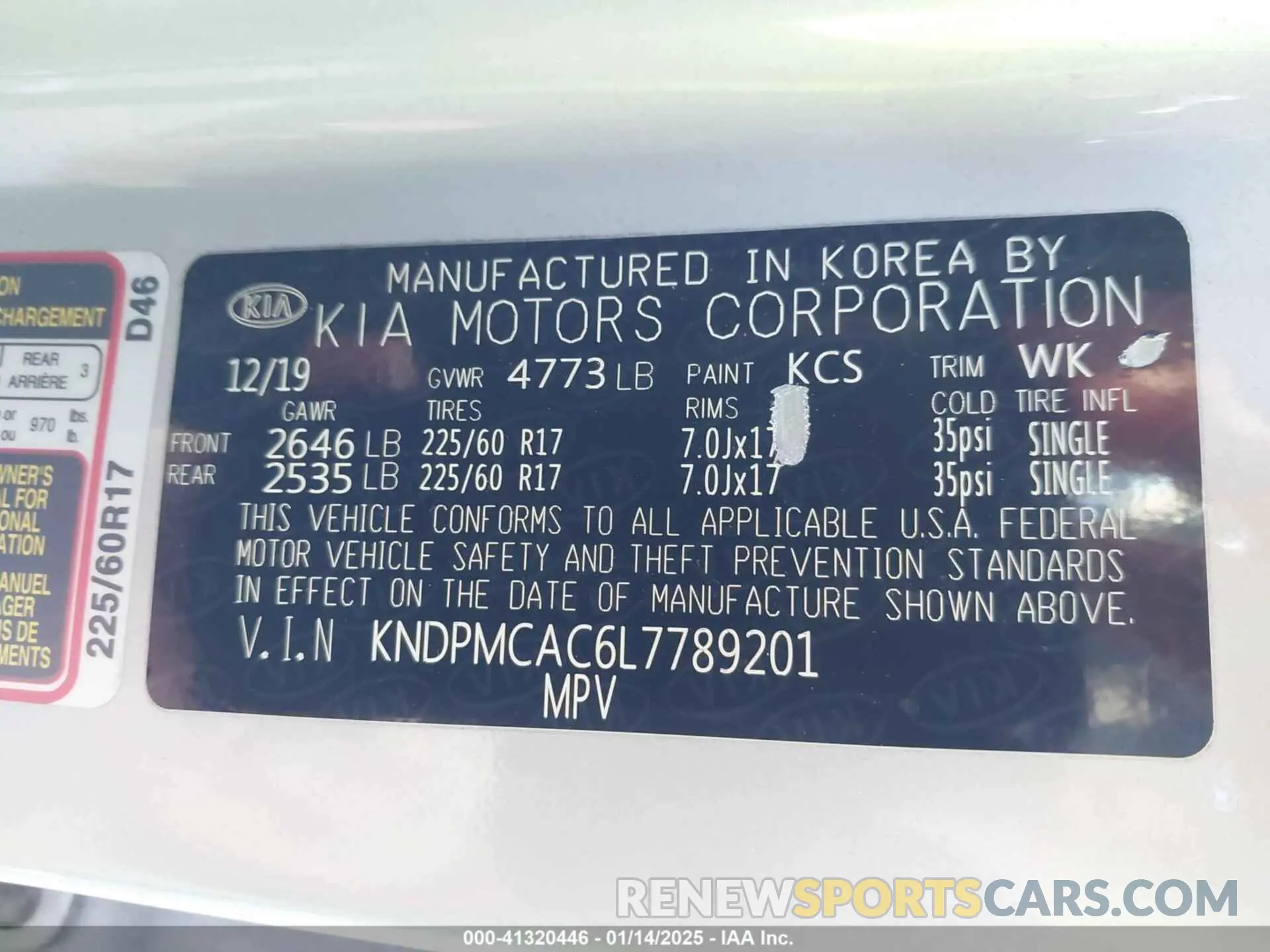 9 fotografías del automóvil dañado KNDPMCAC6L7789201 KIA SPORTAGE 2020