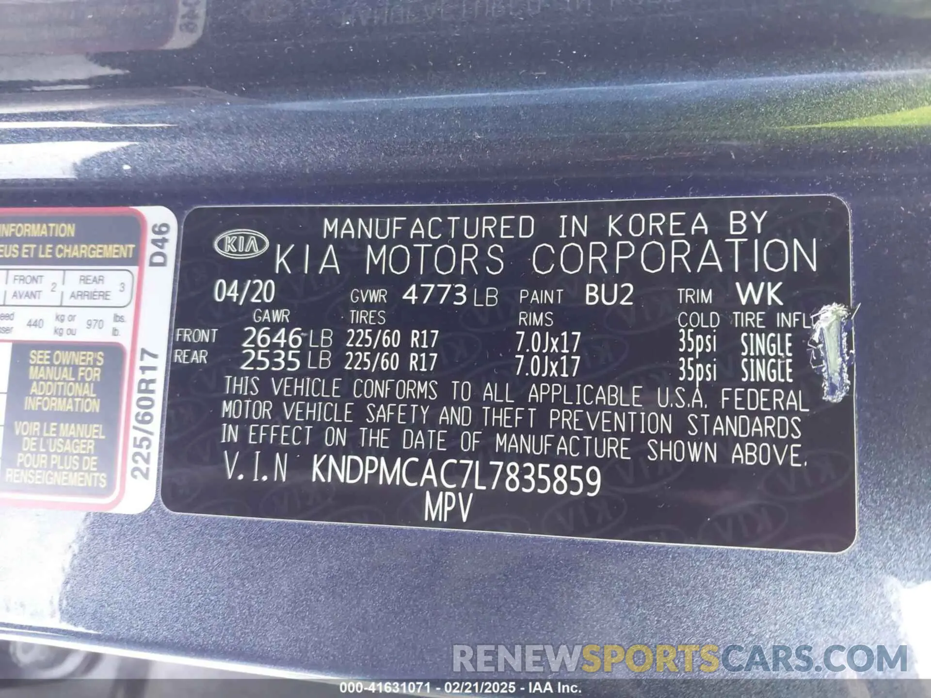 9 fotografías del automóvil dañado KNDPMCAC7L7835859 KIA SPORTAGE 2020