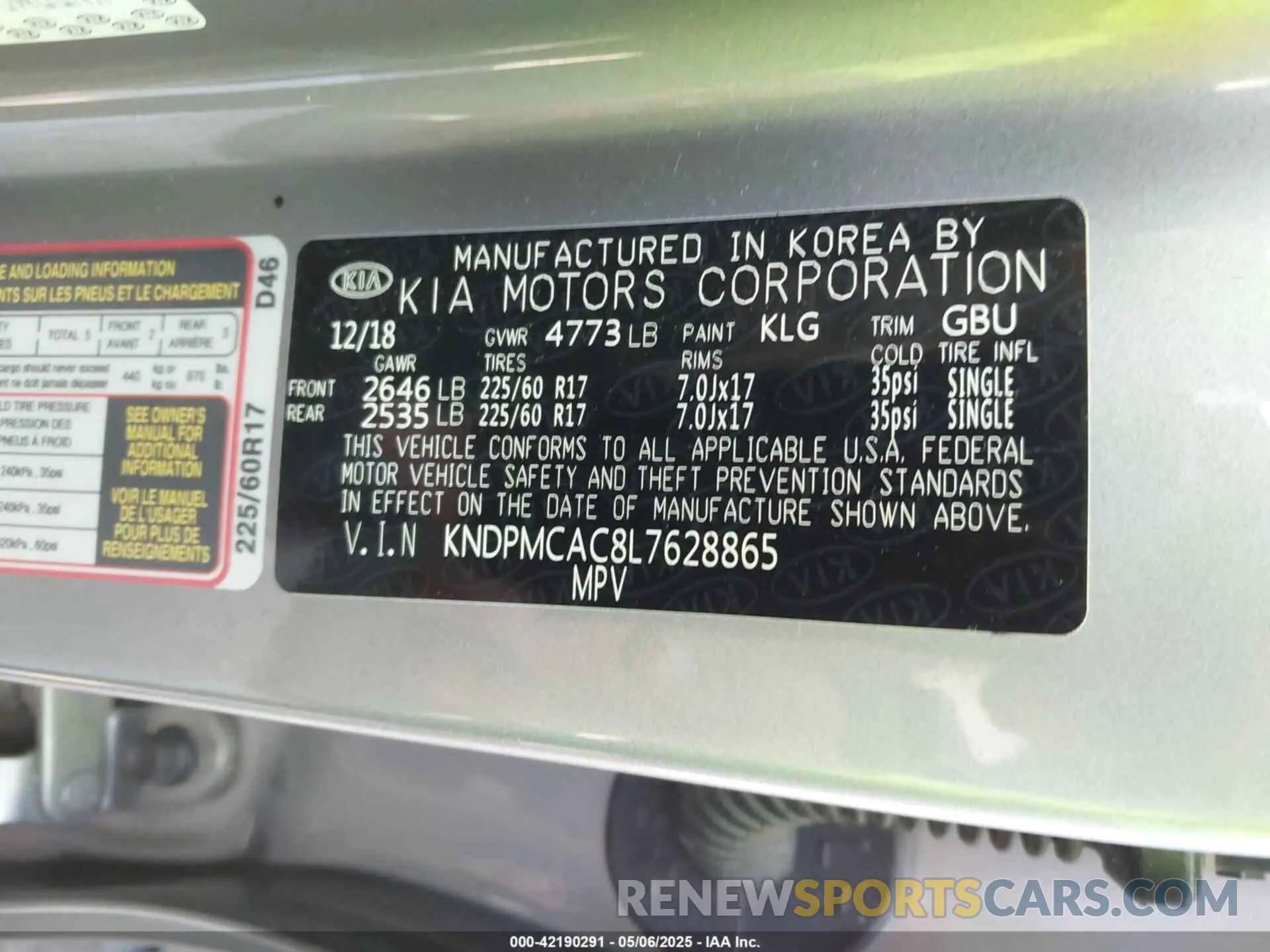 9 fotografías del automóvil dañado KNDPMCAC8L7628865 KIA SPORTAGE 2020