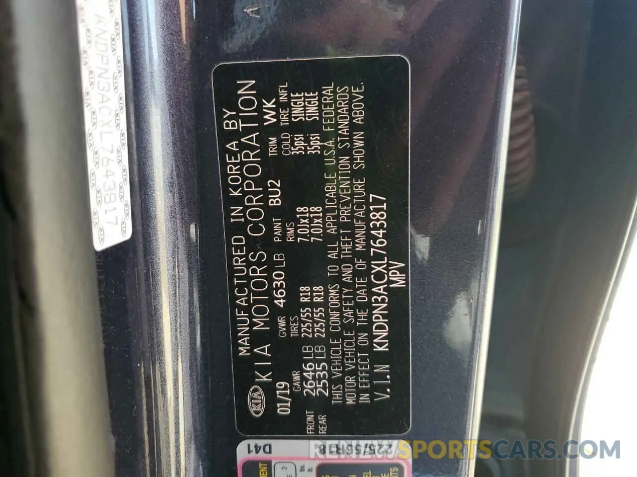 12 fotografías del automóvil dañado KNDPN3ACXL7643817 KIA SPORTAGE 2020