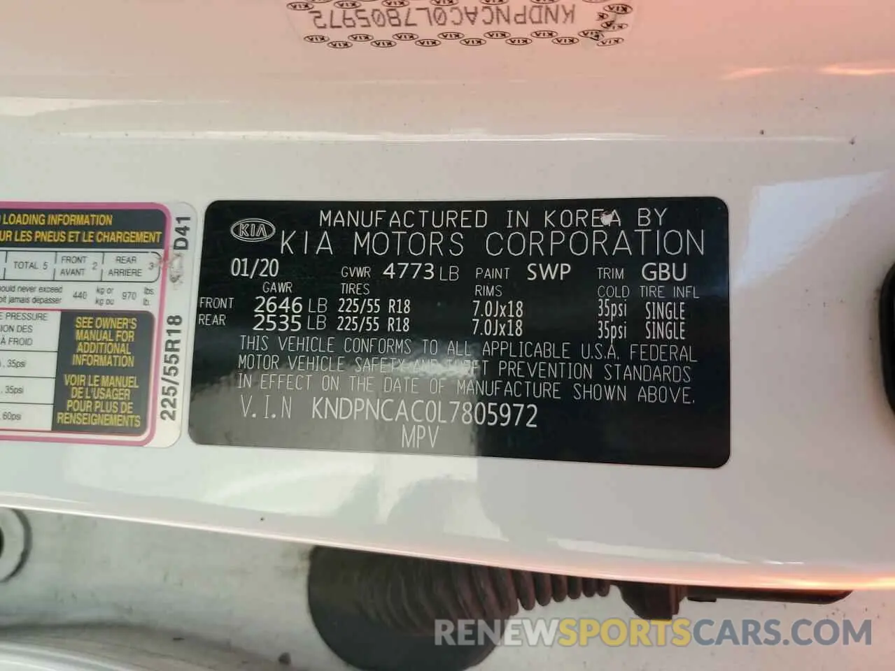 13 fotografías del automóvil dañado KNDPNCAC0L7805972 KIA SPORTAGE 2020