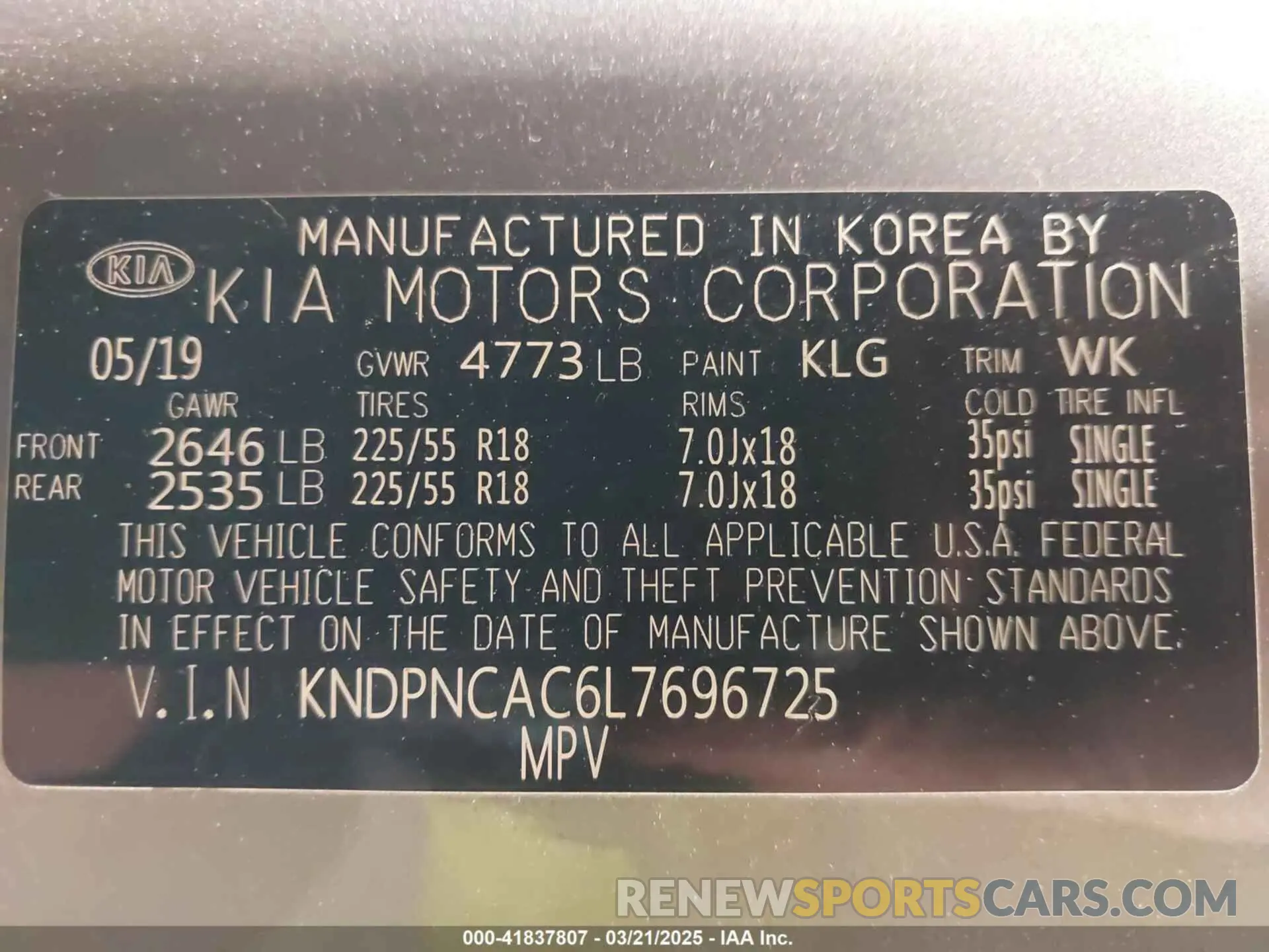 9 fotografías del automóvil dañado KNDPNCAC6L7696725 KIA SPORTAGE 2020