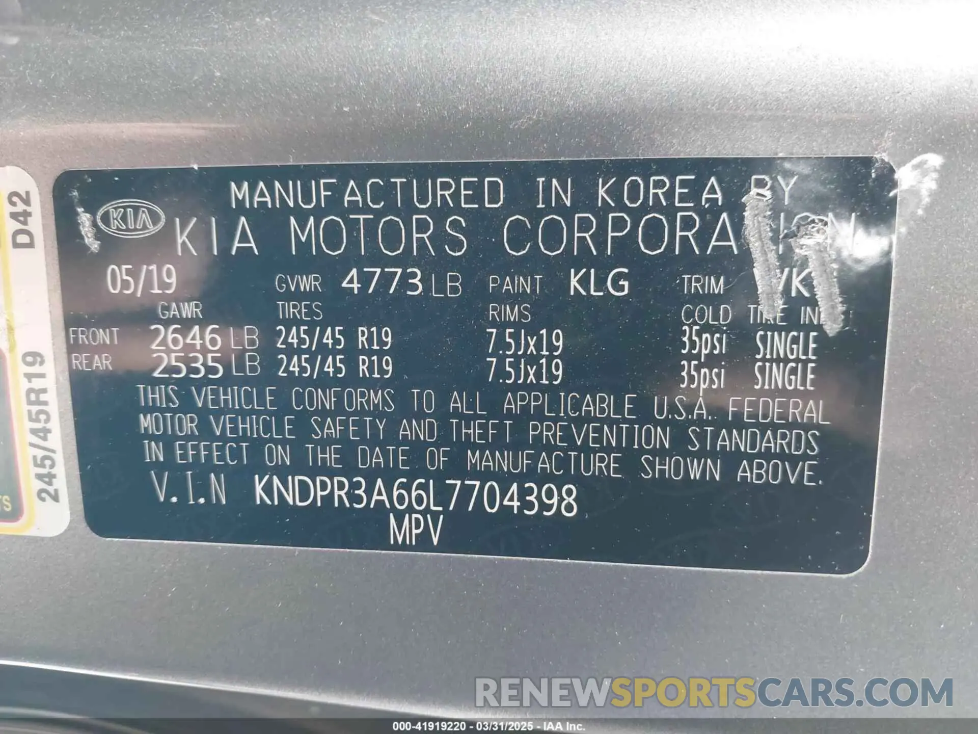 9 fotografías del automóvil dañado KNDPR3A66L7704398 KIA SPORTAGE 2020