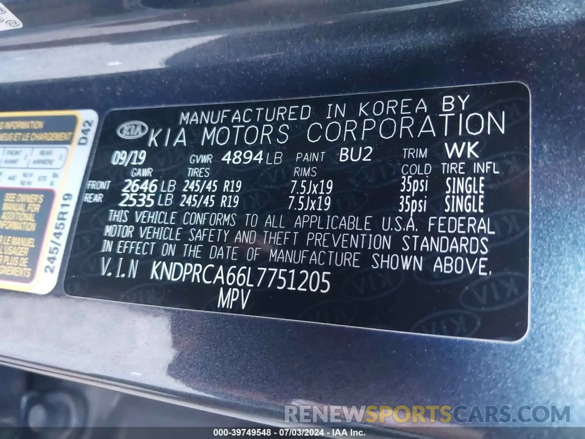 9 fotografías del automóvil dañado KNDPRCA66L7751205 KIA SPORTAGE 2020