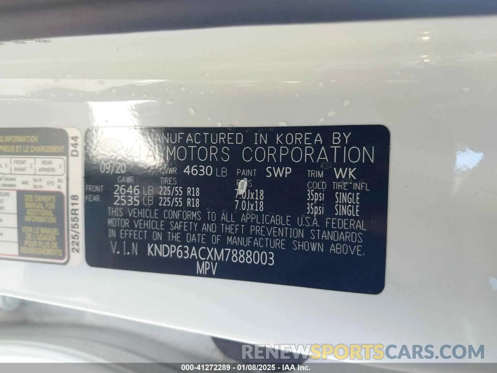 9 fotografías del automóvil dañado KNDP63ACXM7888003 KIA SPORTAGE 2021