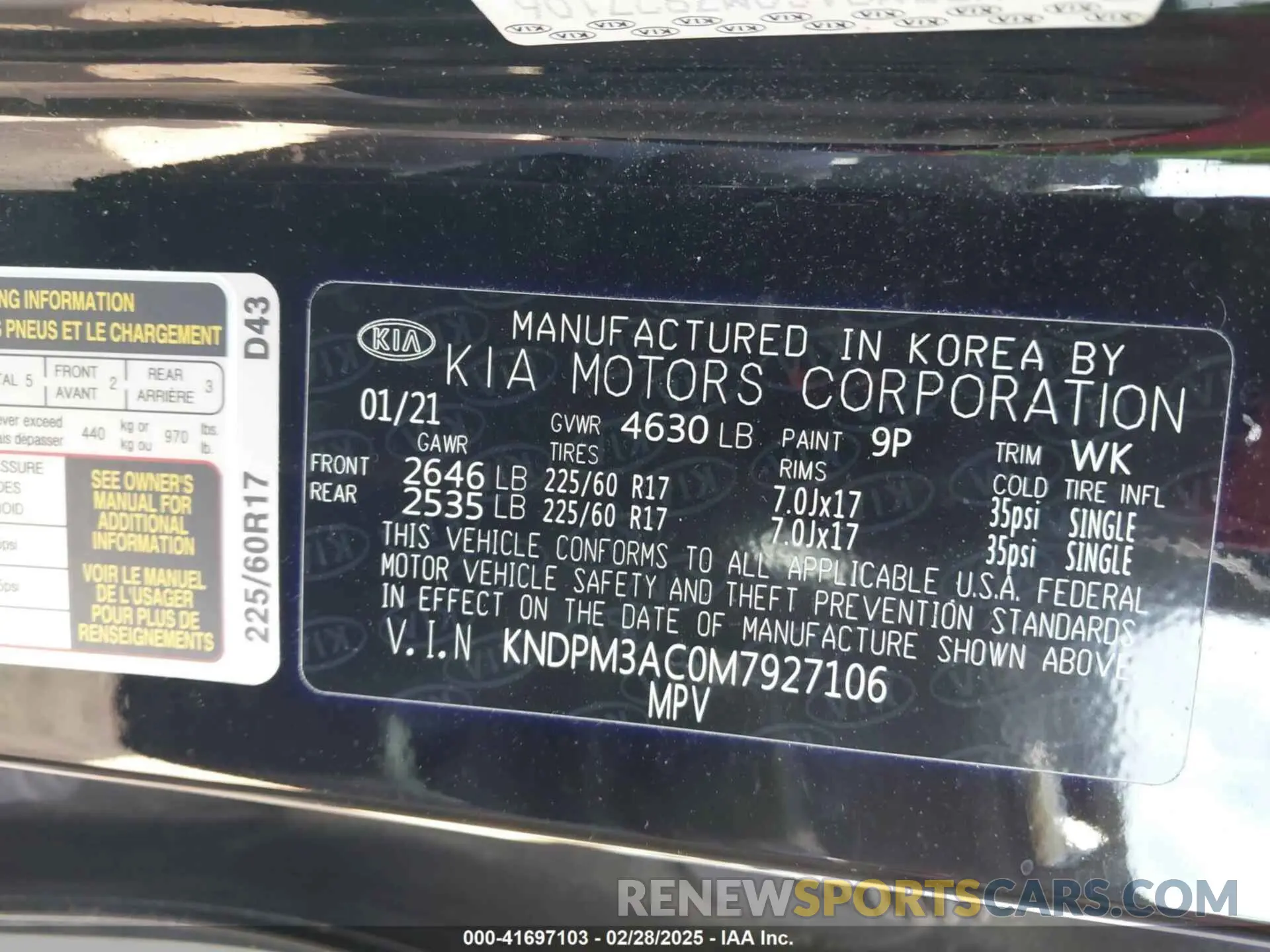 9 fotografías del automóvil dañado KNDPM3AC0M7927106 KIA SPORTAGE 2021