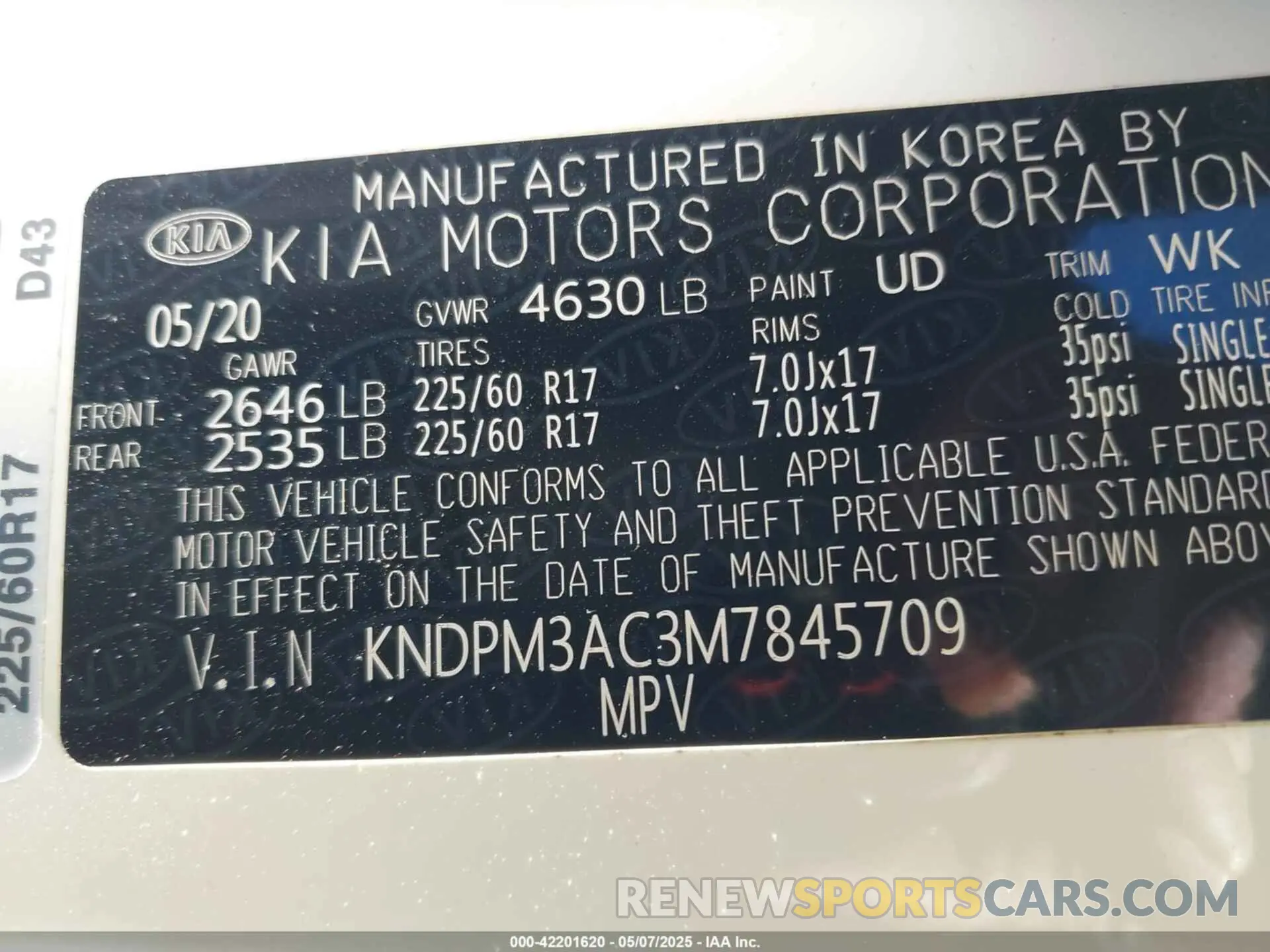 9 fotografías del automóvil dañado KNDPM3AC3M7845709 KIA SPORTAGE 2021