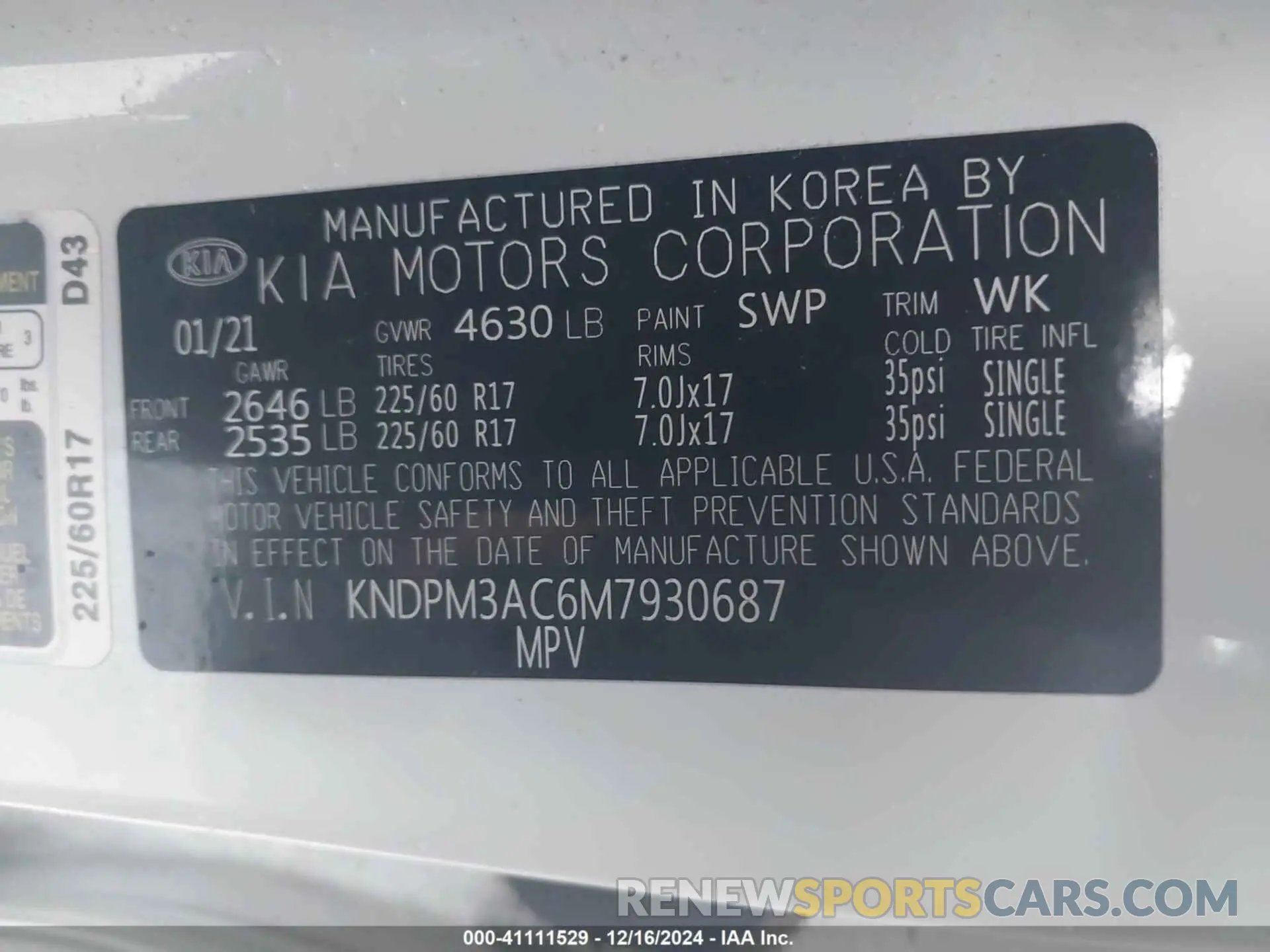 9 fotografías del automóvil dañado KNDPM3AC6M7930687 KIA SPORTAGE 2021