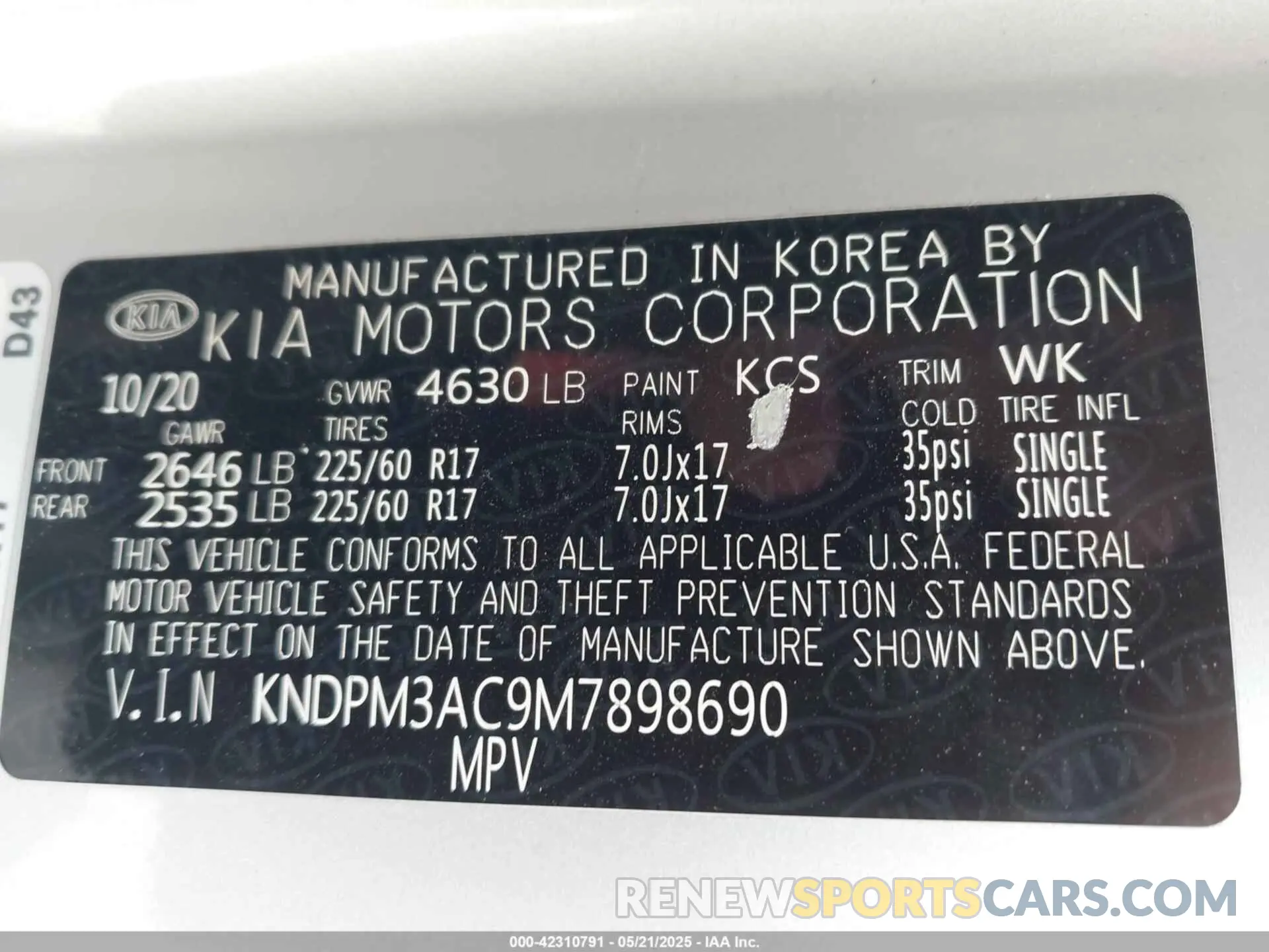 9 fotografías del automóvil dañado KNDPM3AC9M7898690 KIA SPORTAGE 2021