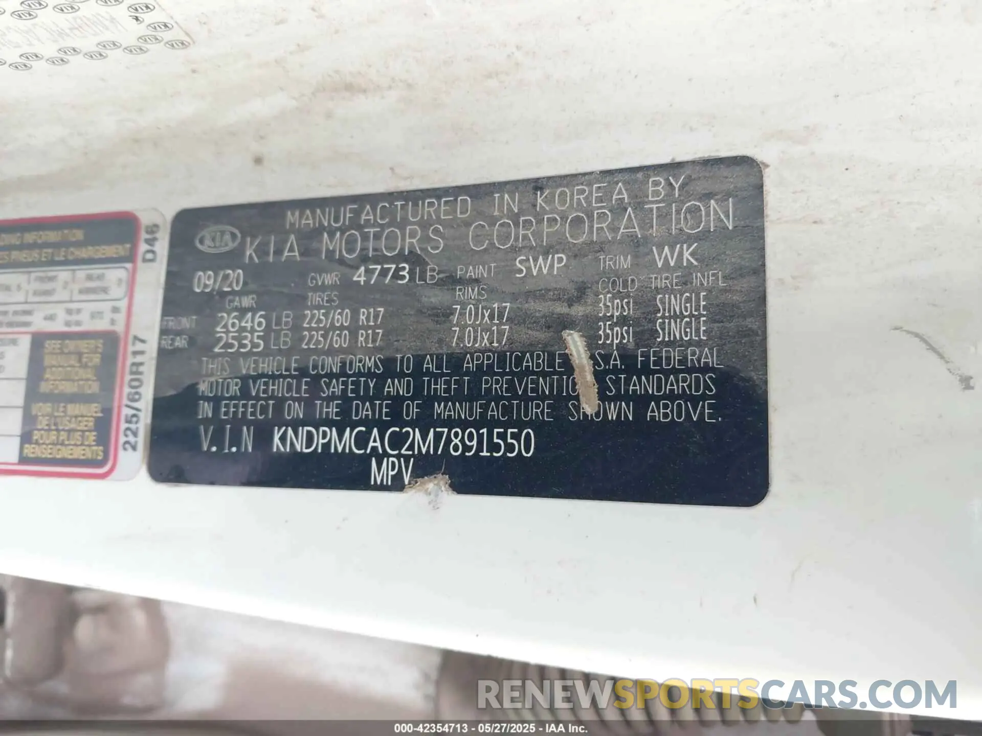 9 fotografías del automóvil dañado KNDPMCAC2M7891550 KIA SPORTAGE 2021