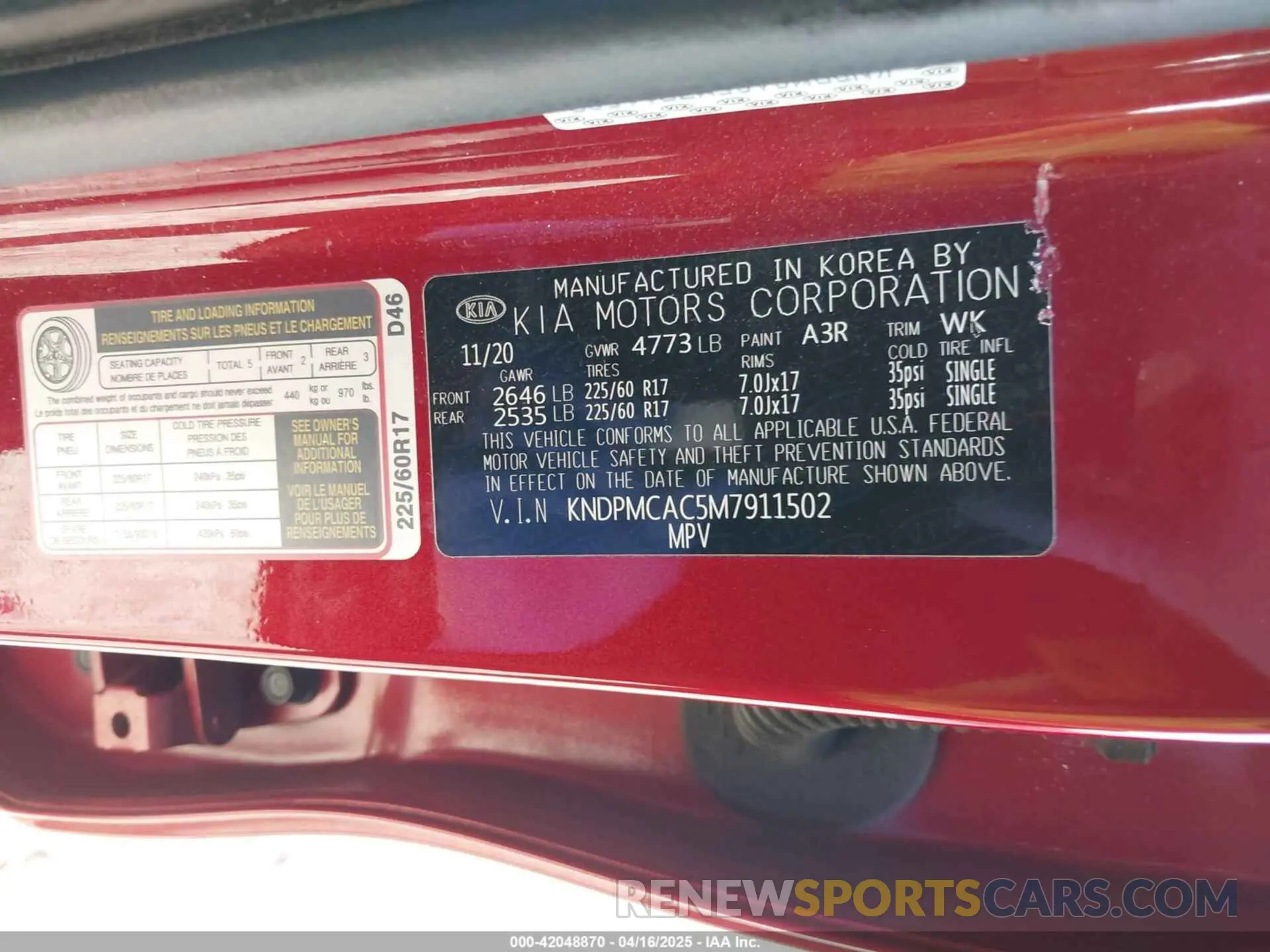 9 fotografías del automóvil dañado KNDPMCAC5M7911502 KIA SPORTAGE 2021