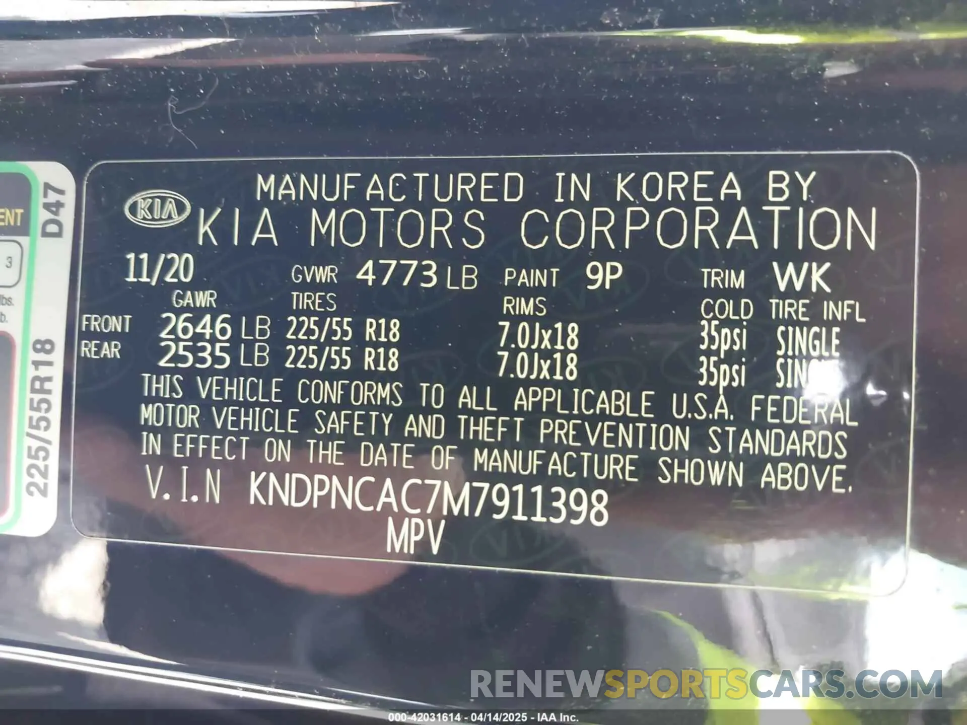 9 fotografías del automóvil dañado KNDPNCAC7M7911398 KIA SPORTAGE 2021