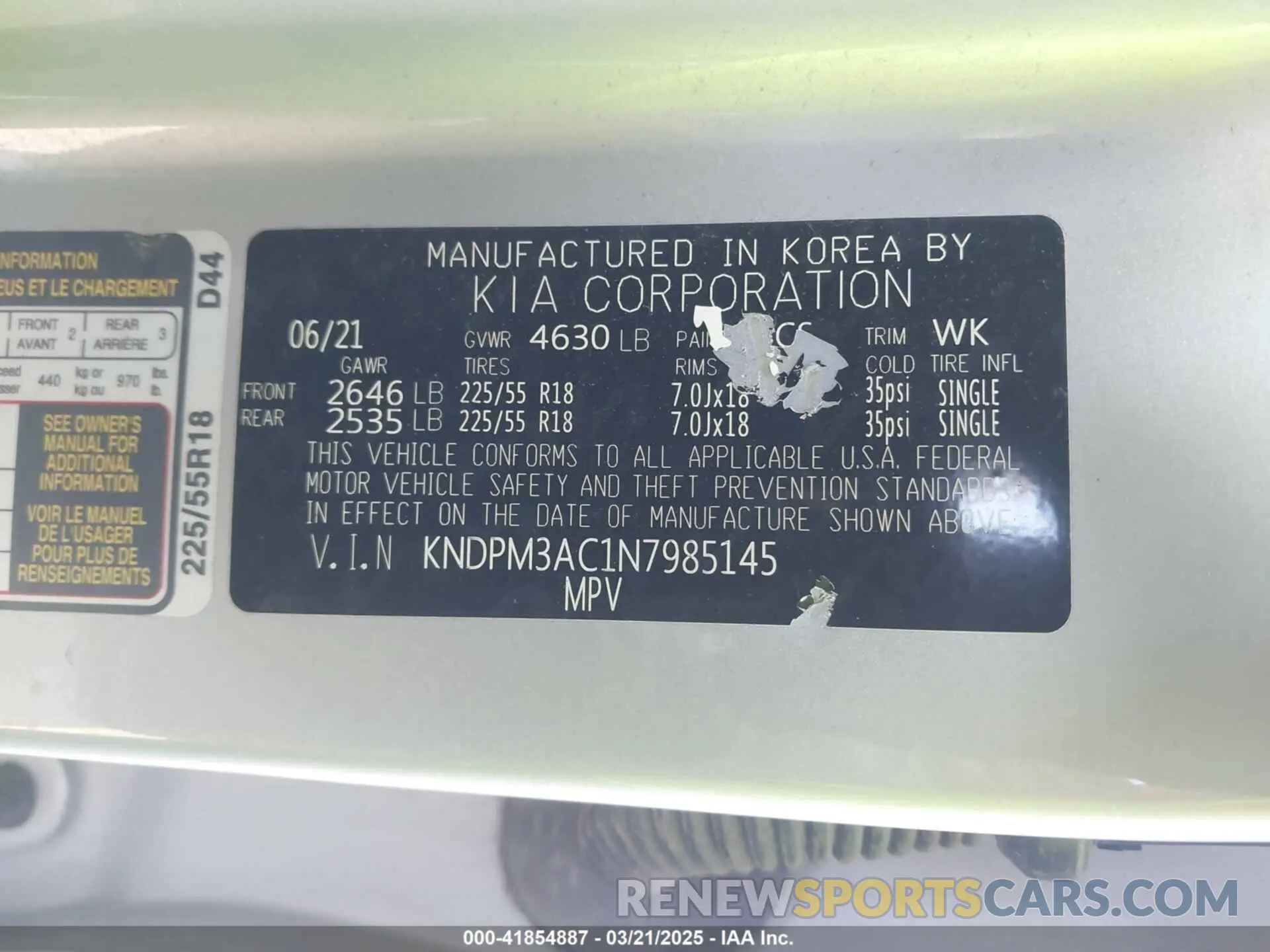 9 fotografías del automóvil dañado KNDPM3AC1N7985145 KIA SPORTAGE 2022