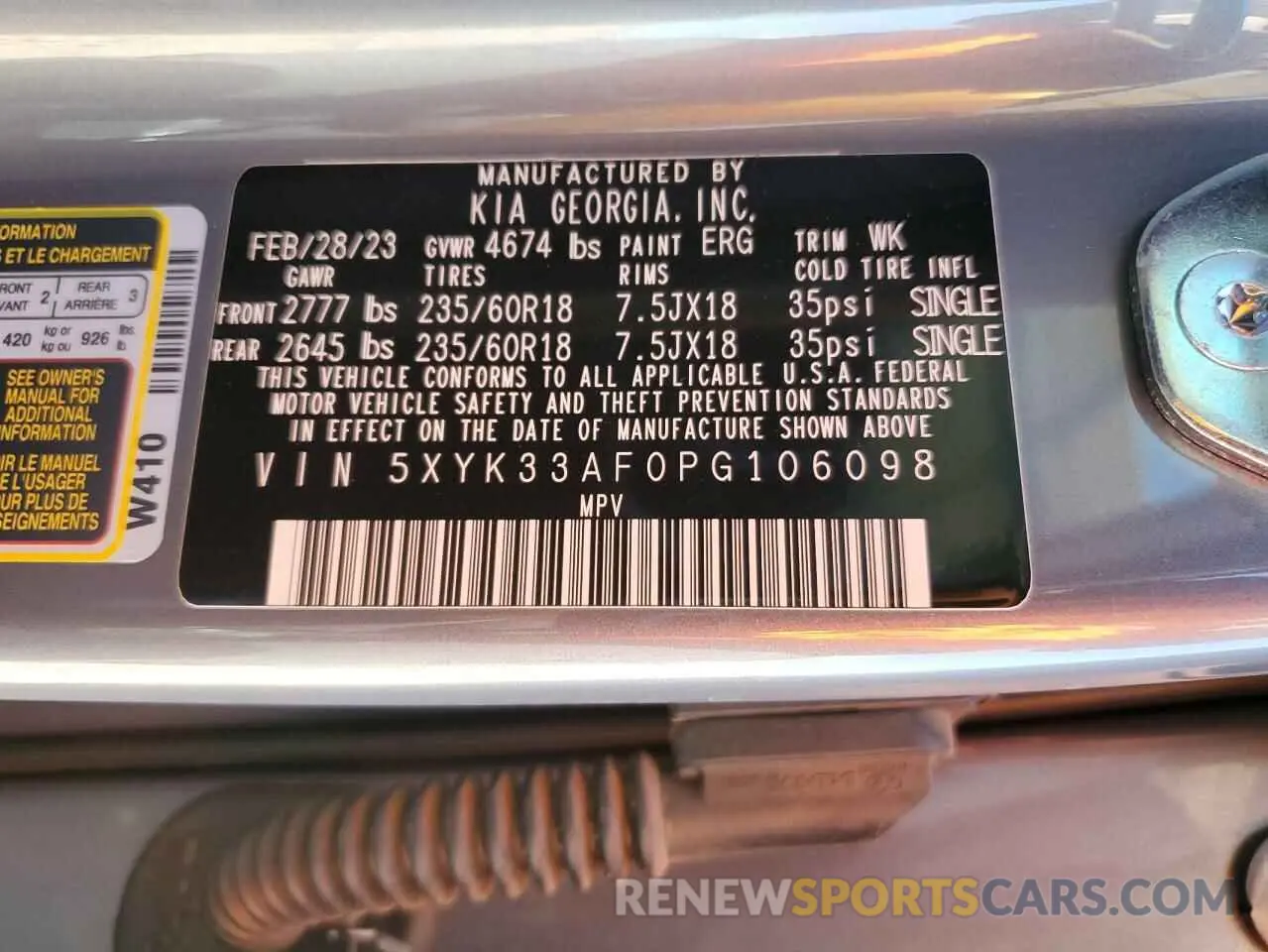 13 fotografías del automóvil dañado 5XYK33AF0PG106098 KIA SPORTAGE 2023