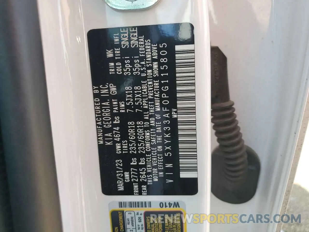 13 fotografías del automóvil dañado 5XYK33AF0PG115805 KIA SPORTAGE 2023