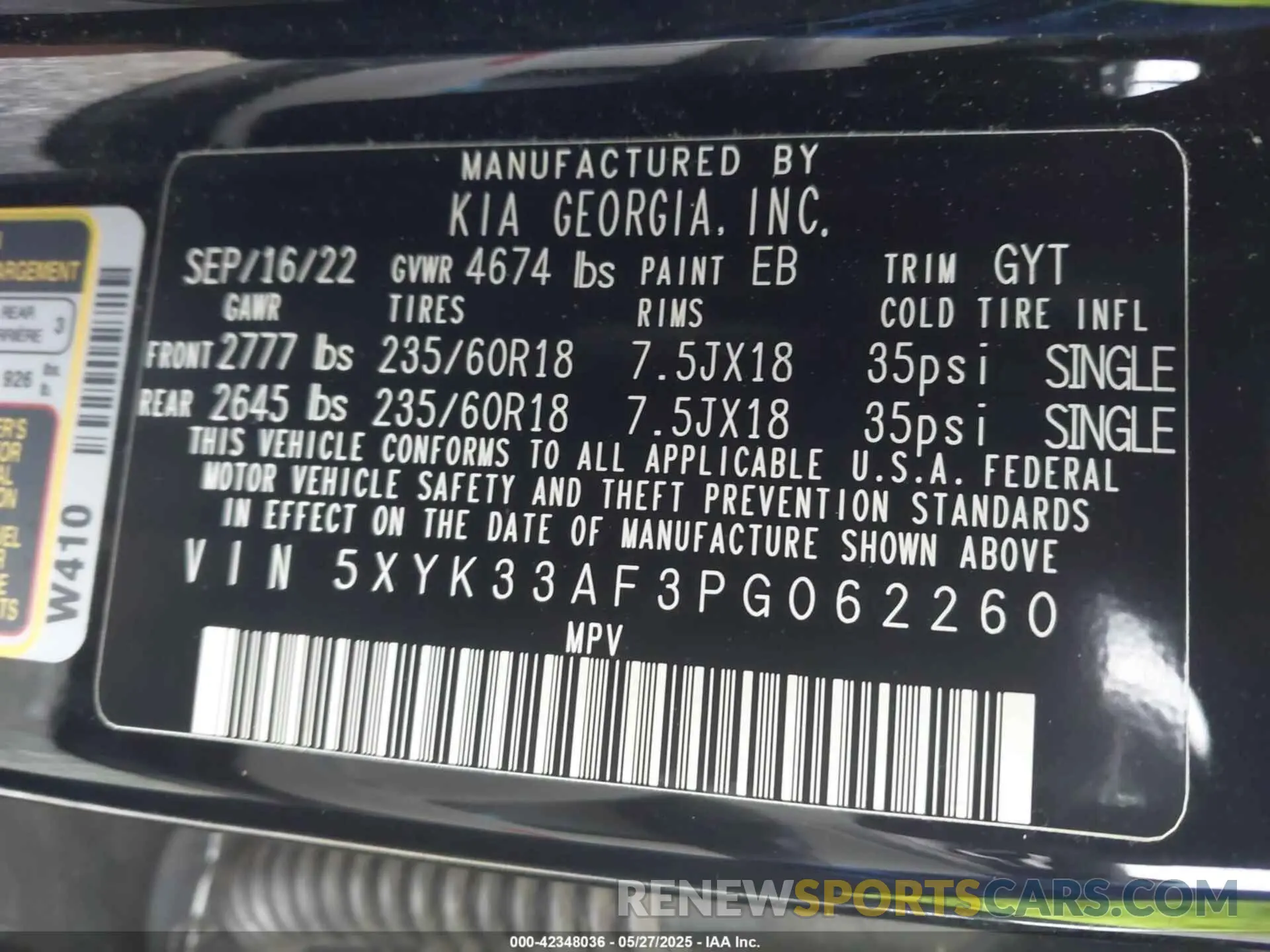 9 fotografías del automóvil dañado 5XYK33AF3PG062260 KIA SPORTAGE 2023