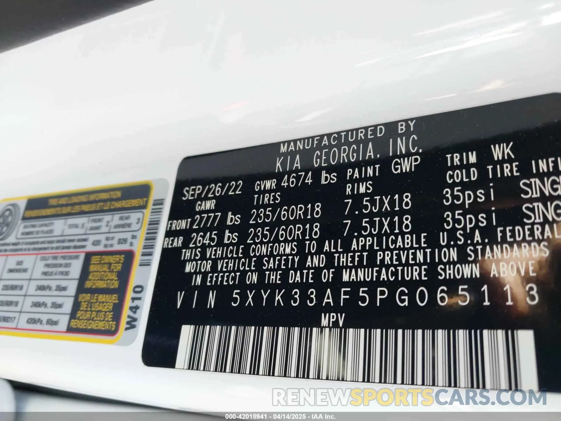 9 fotografías del automóvil dañado 5XYK33AF5PG065113 KIA SPORTAGE 2023