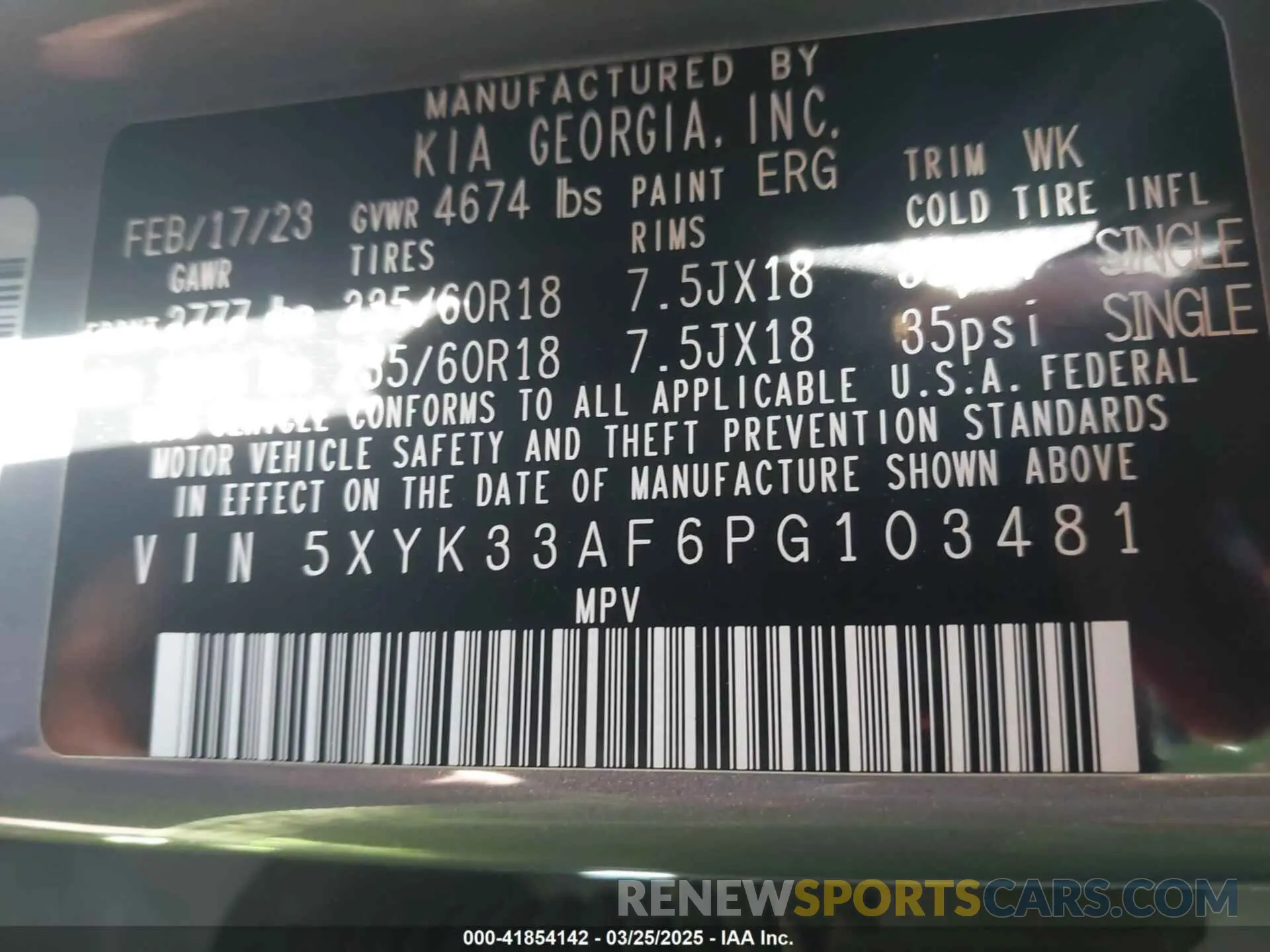 9 fotografías del automóvil dañado 5XYK33AF6PG103481 KIA SPORTAGE 2023