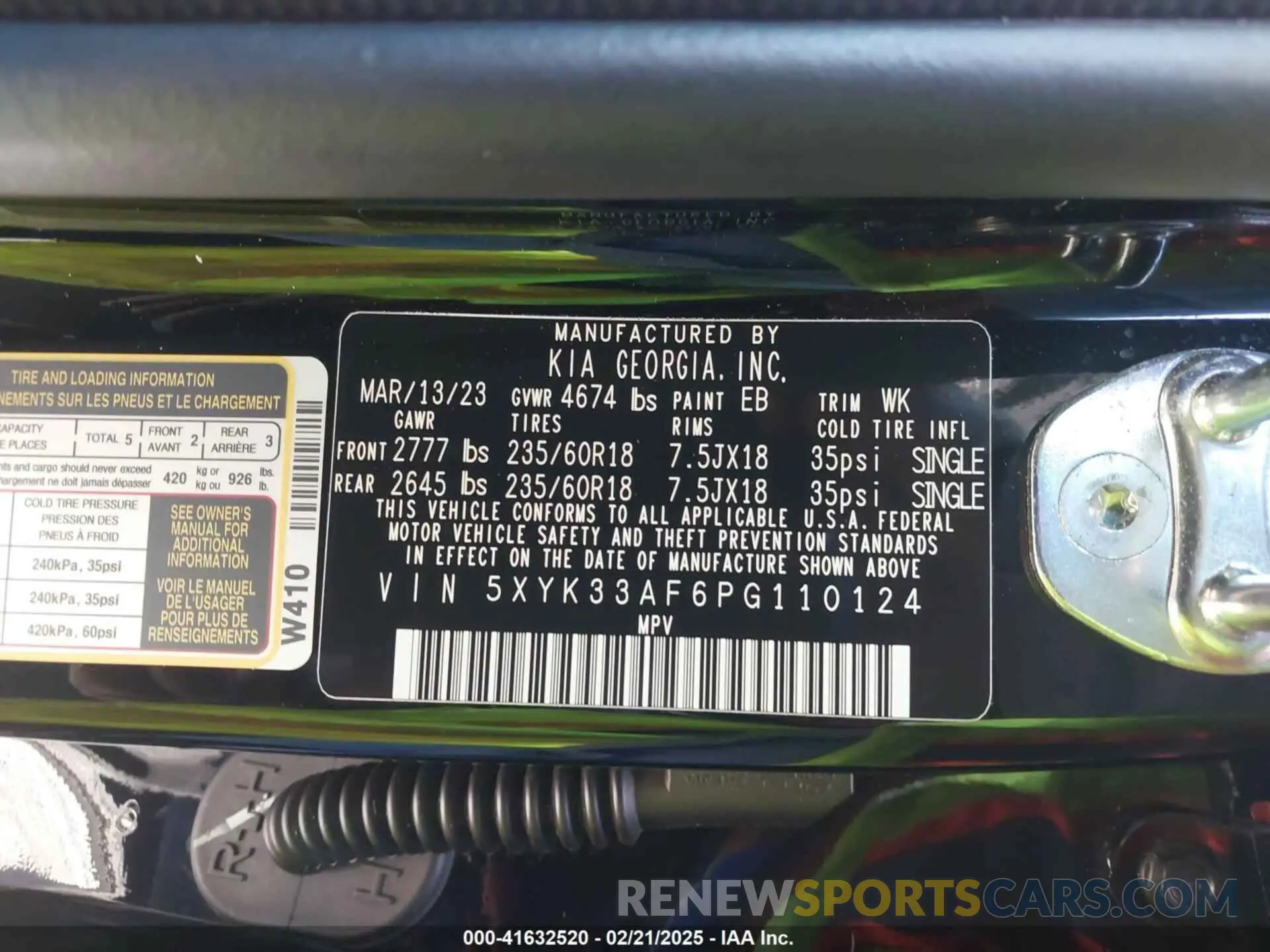 9 fotografías del automóvil dañado 5XYK33AF6PG110124 KIA SPORTAGE 2023