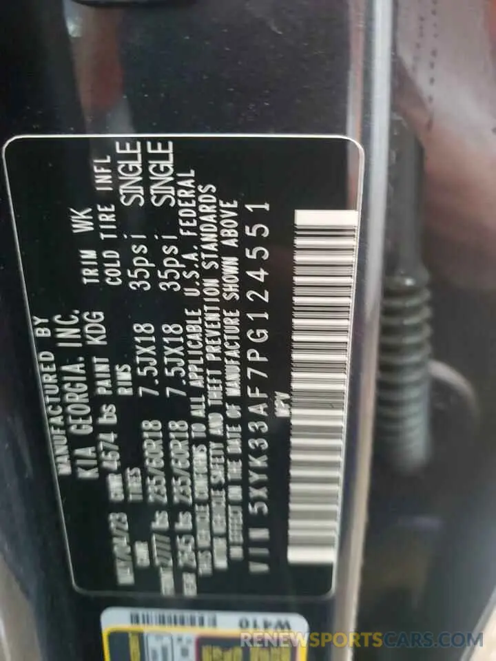13 fotografías del automóvil dañado 5XYK33AF7PG124551 KIA SPORTAGE 2023