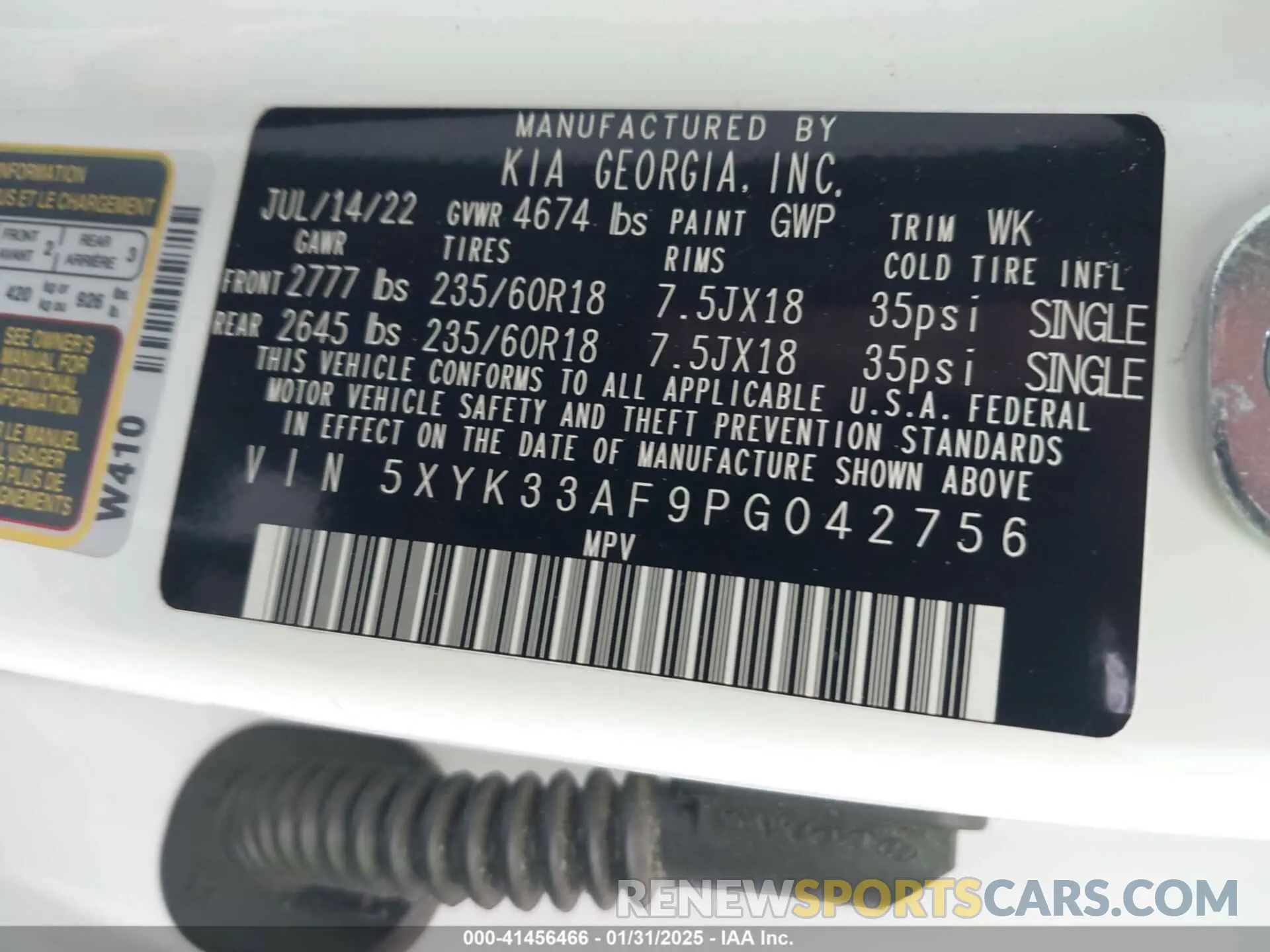 9 fotografías del automóvil dañado 5XYK33AF9PG042756 KIA SPORTAGE 2023