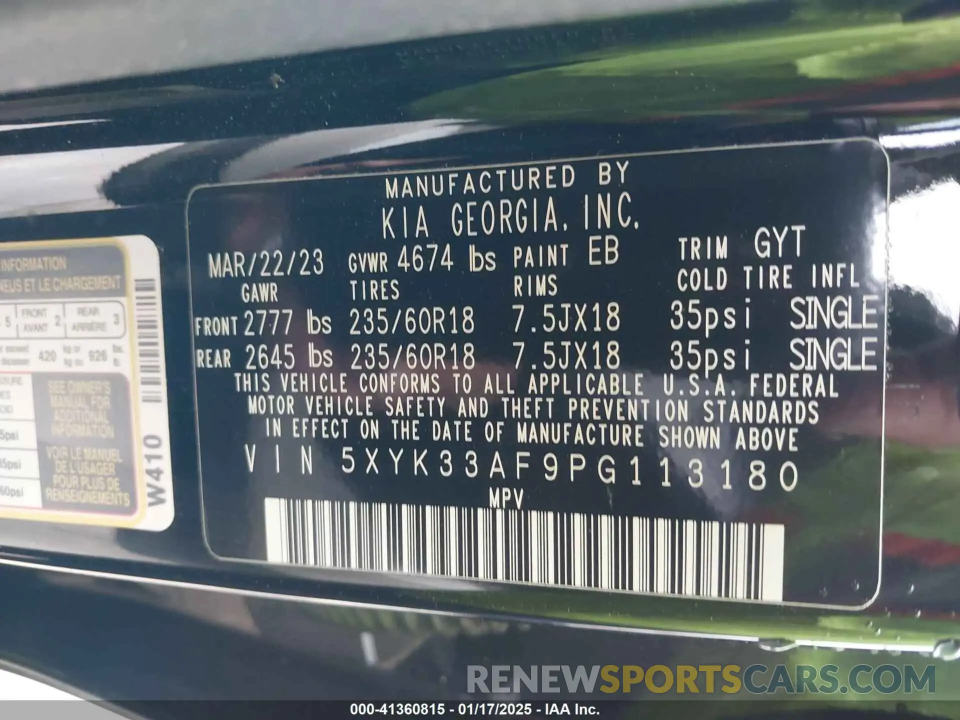 9 fotografías del automóvil dañado 5XYK33AF9PG113180 KIA SPORTAGE 2023
