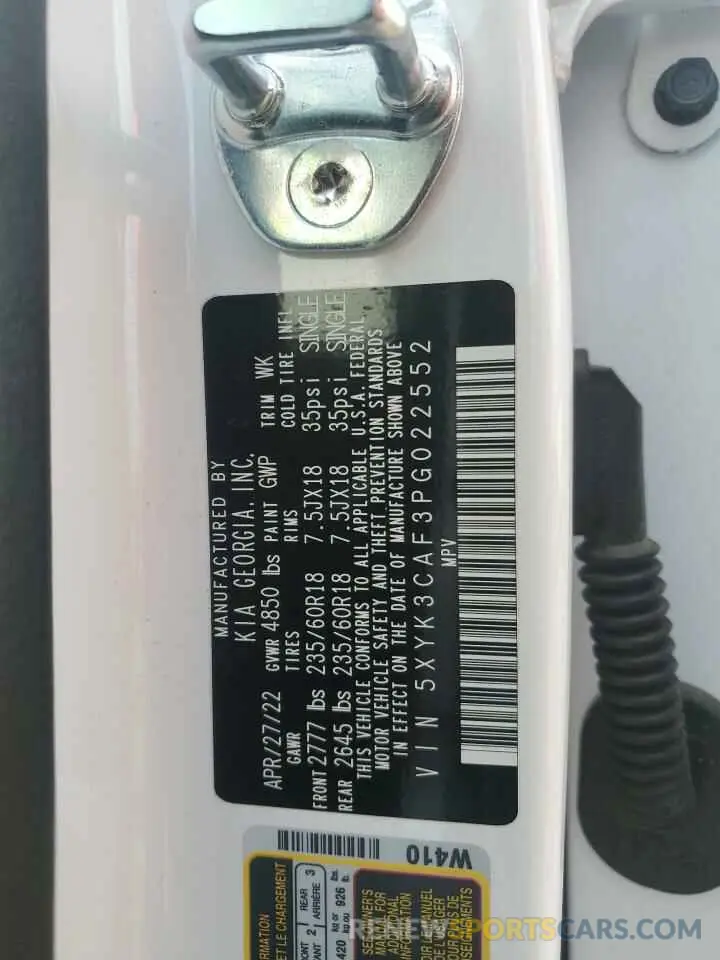14 fotografías del automóvil dañado 5XYK3CAF3PG022552 KIA SPORTAGE 2023