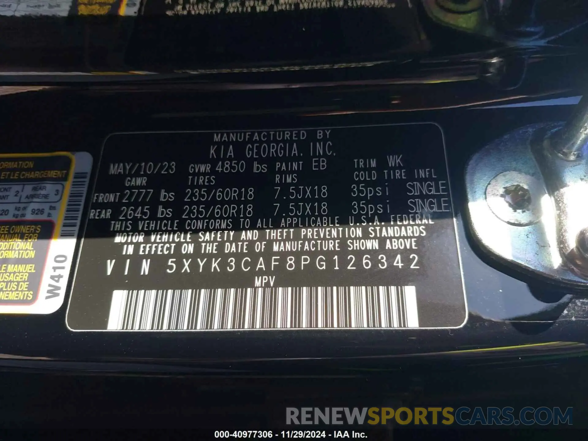 9 fotografías del automóvil dañado 5XYK3CAF8PG126342 KIA SPORTAGE 2023